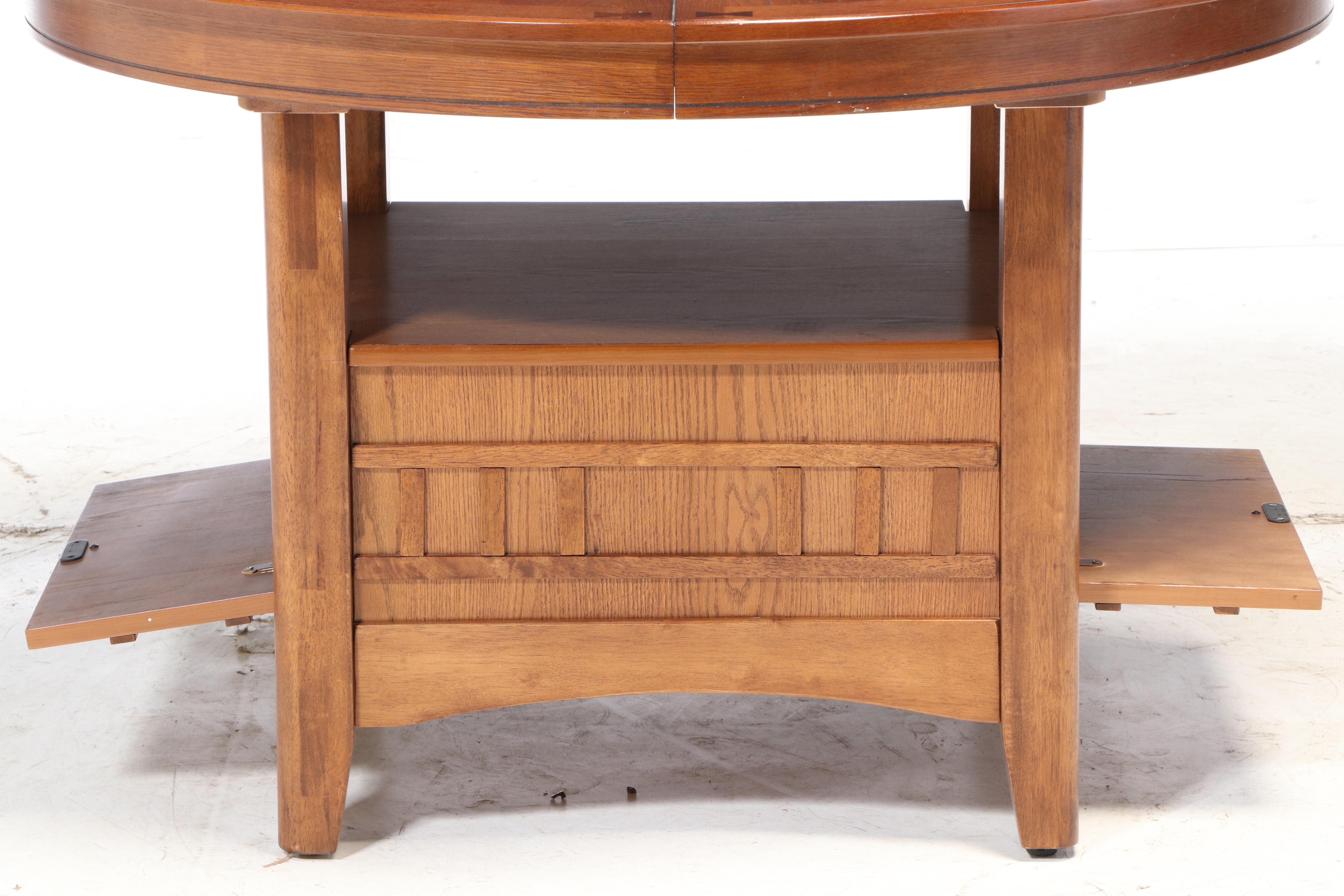 Arts & Crafts Mission Style Expandable Dining Table with Four Side Chairs