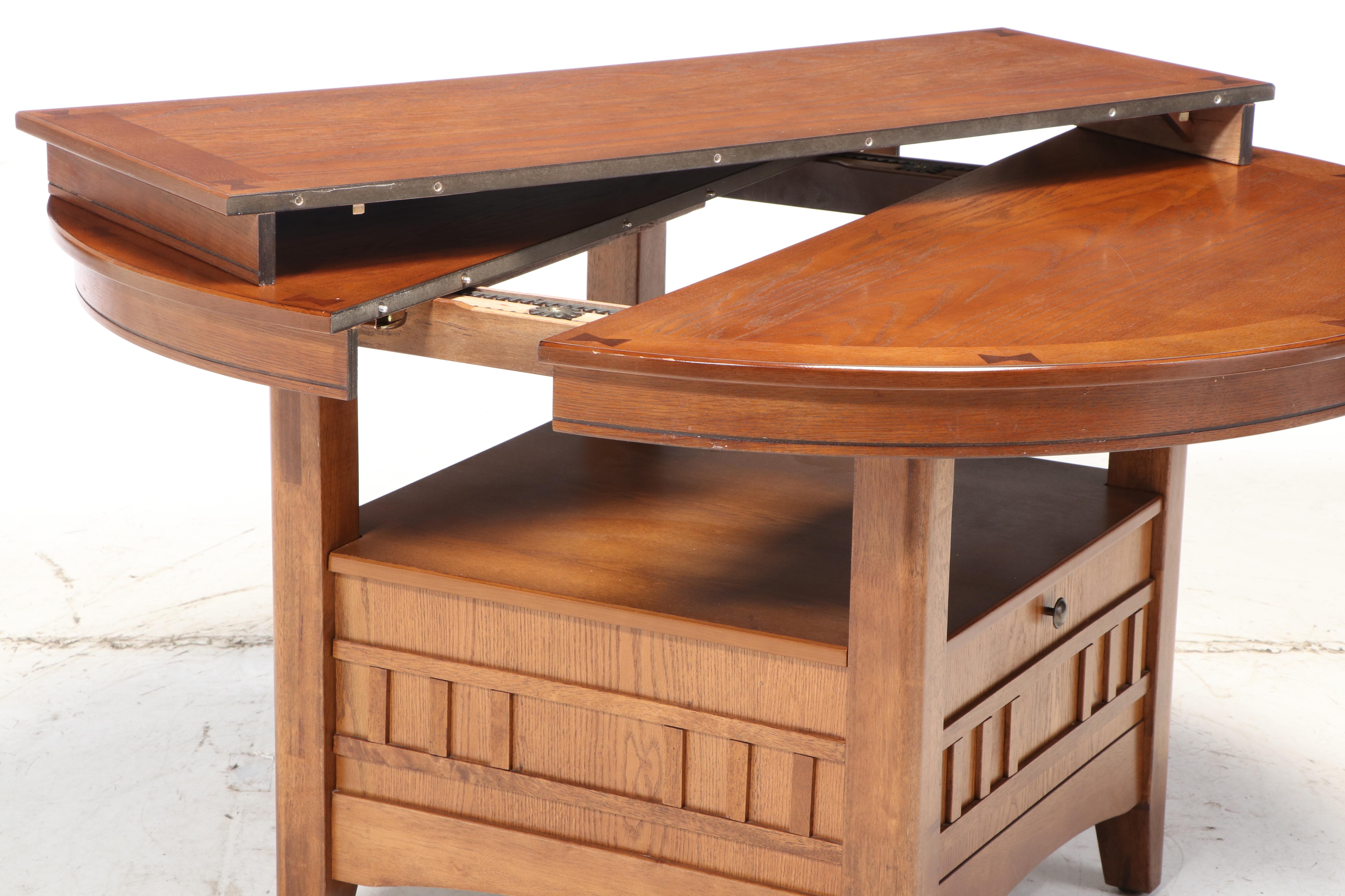 Arts & Crafts Mission Style Expandable Dining Table with Four Side Chairs