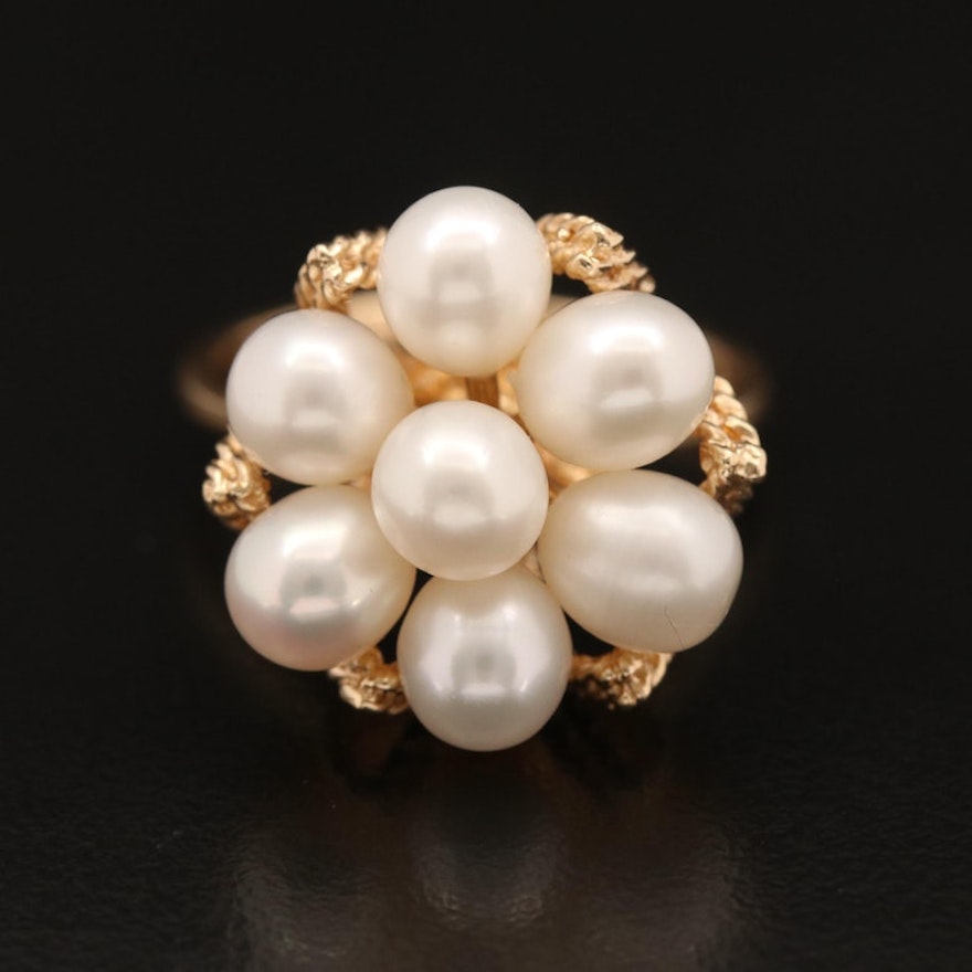 14K Pearl Cluster Ring