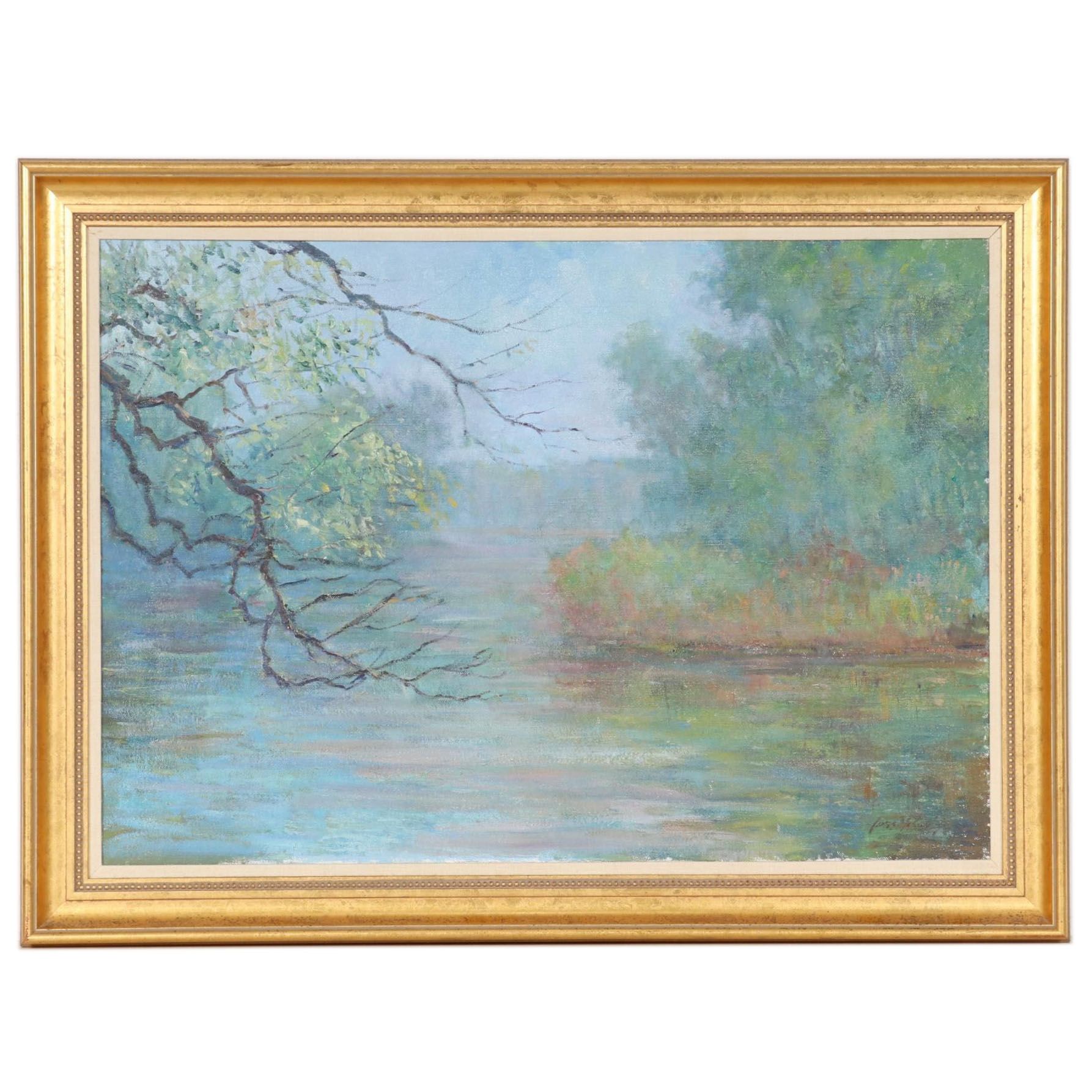 James McGinley Oil Painting "Morning Mist," Mid to Late 20th Century
