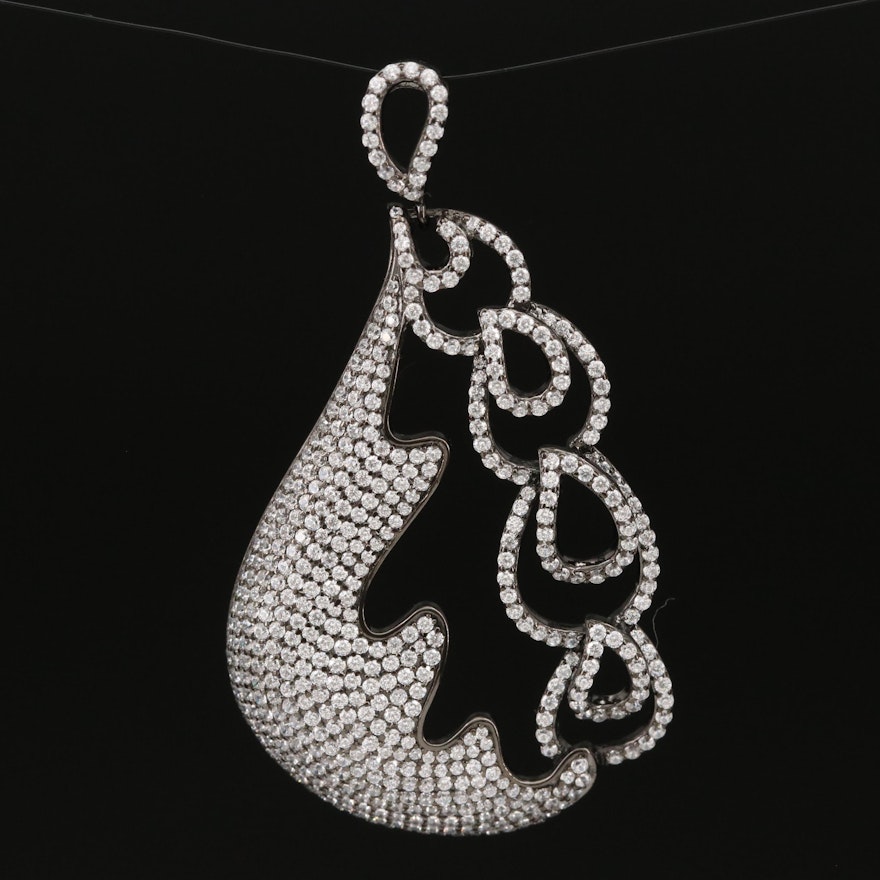 Cubic Zirconia Teardrop Freeform Pendant