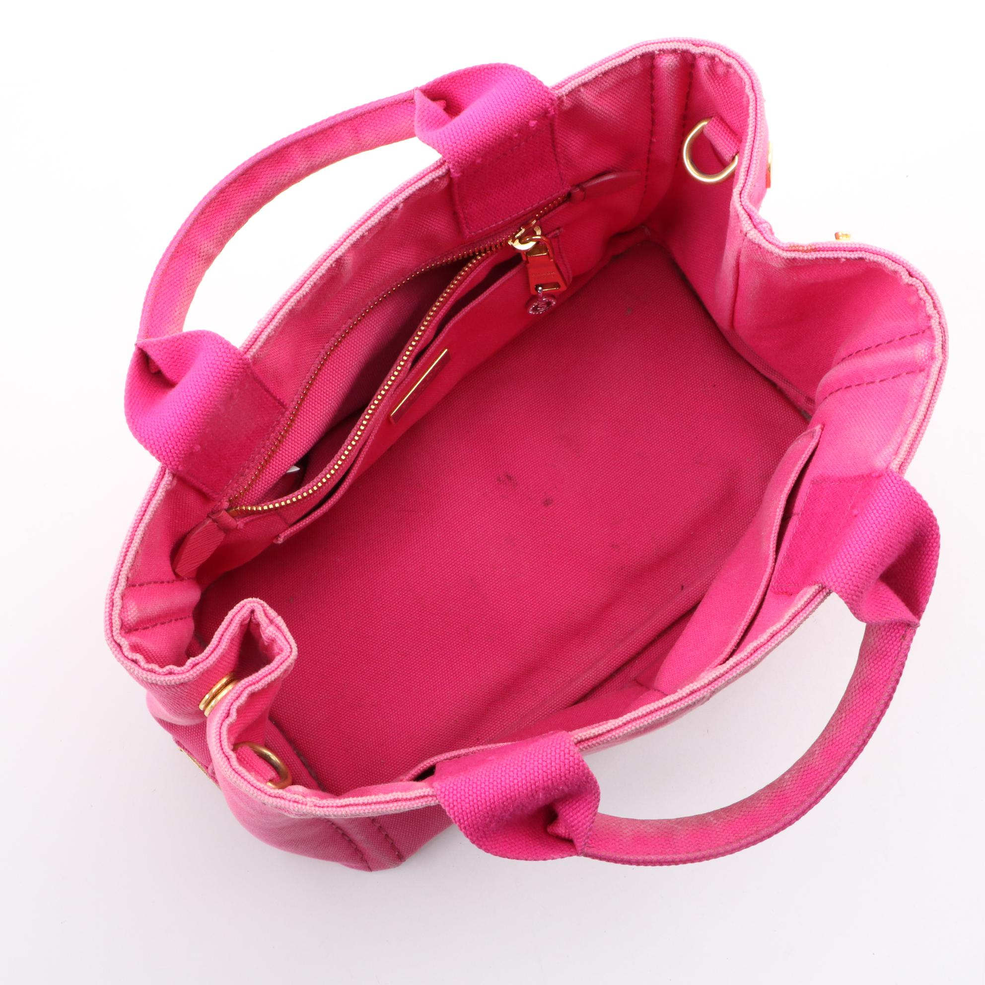 Prada Canapa Logo Tote PM in Pink Canvas