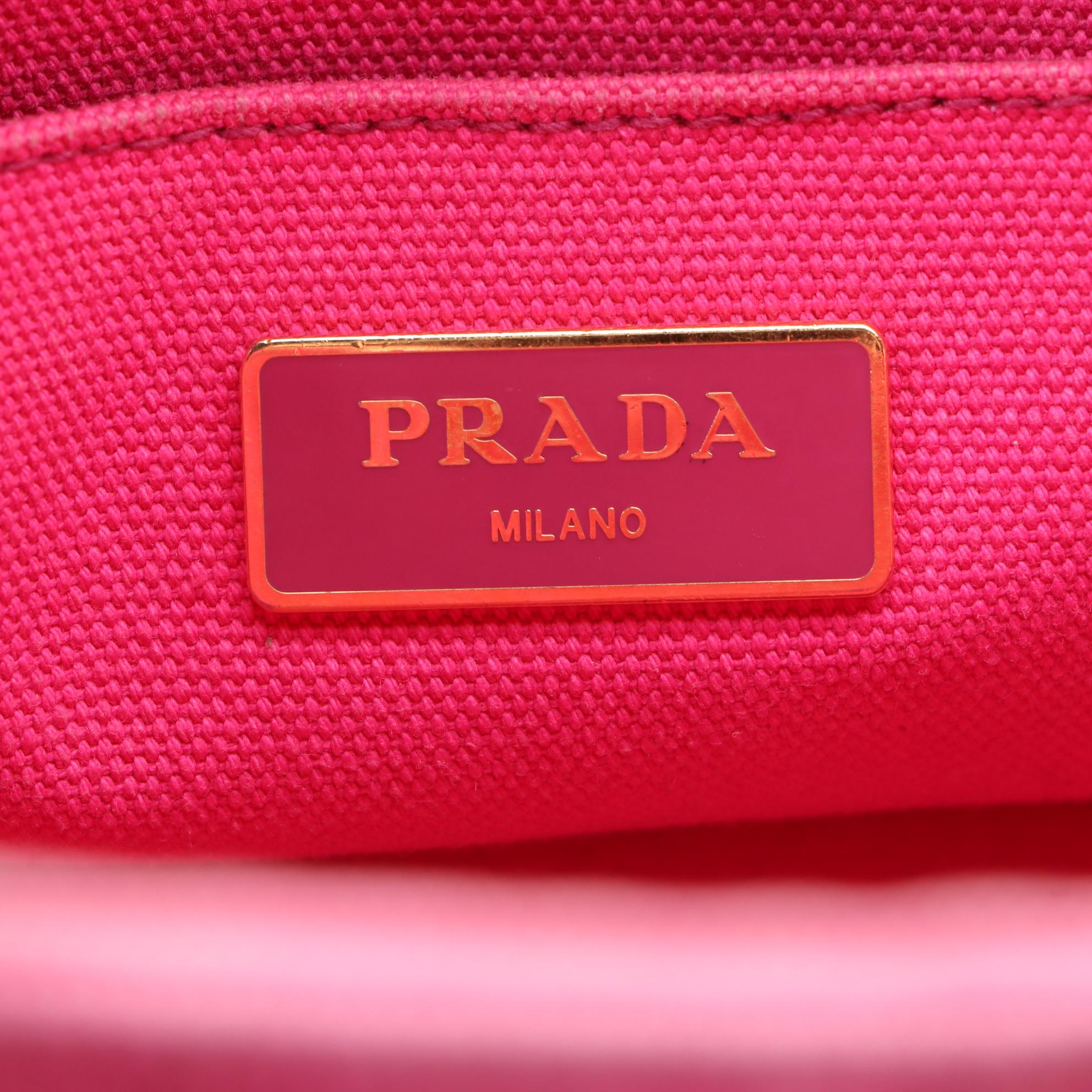 Prada Canapa Logo Tote PM in Pink Canvas