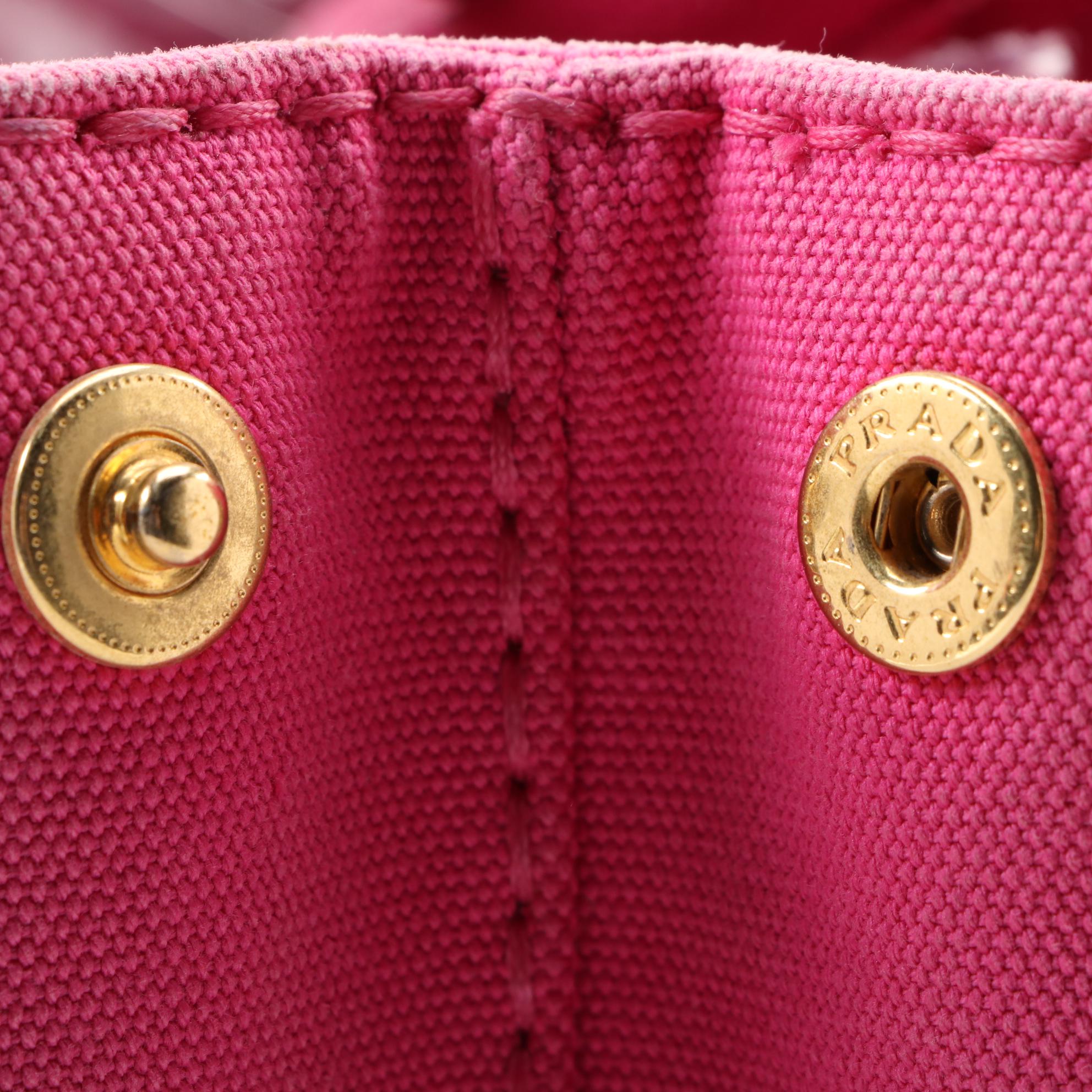 Prada Canapa Logo Tote PM in Pink Canvas