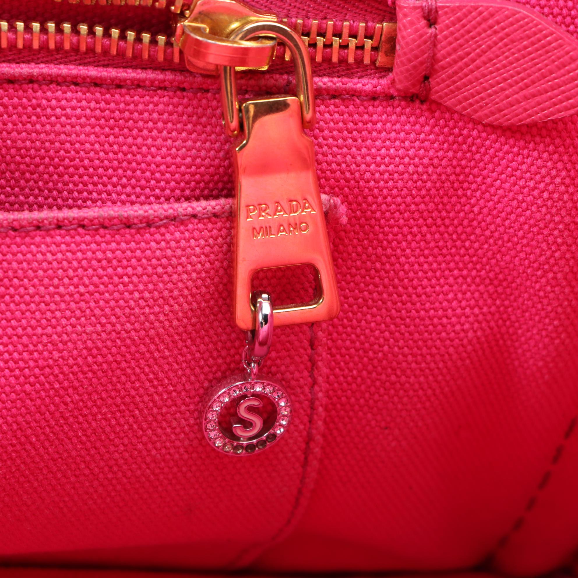 Prada Canapa Logo Tote PM in Pink Canvas