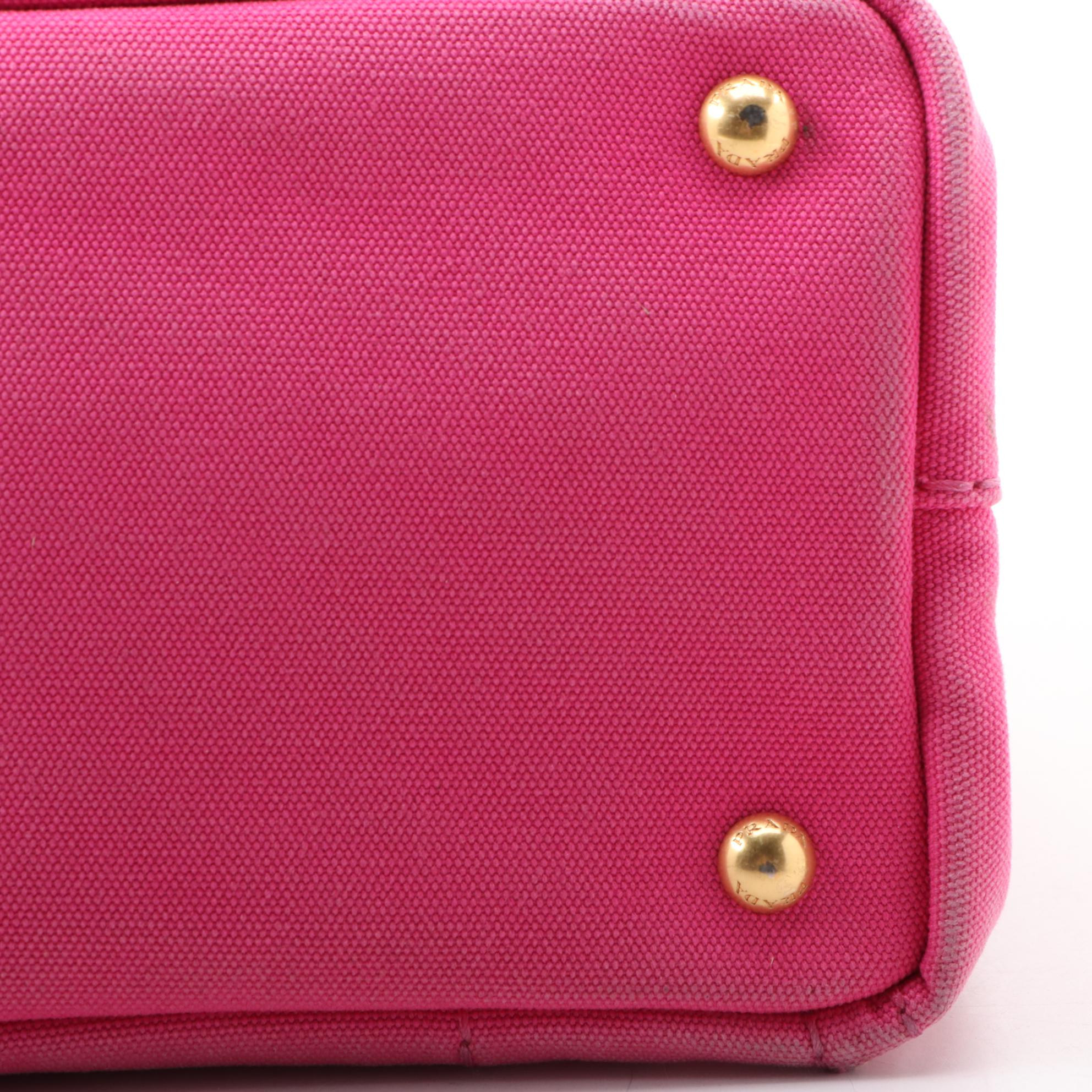 Prada Canapa Logo Tote PM in Pink Canvas