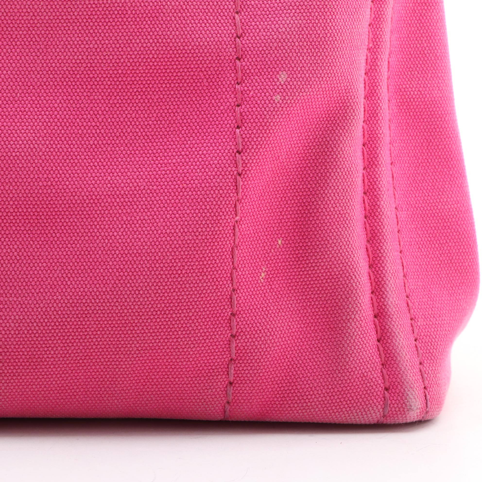 Prada Canapa Logo Tote PM in Pink Canvas