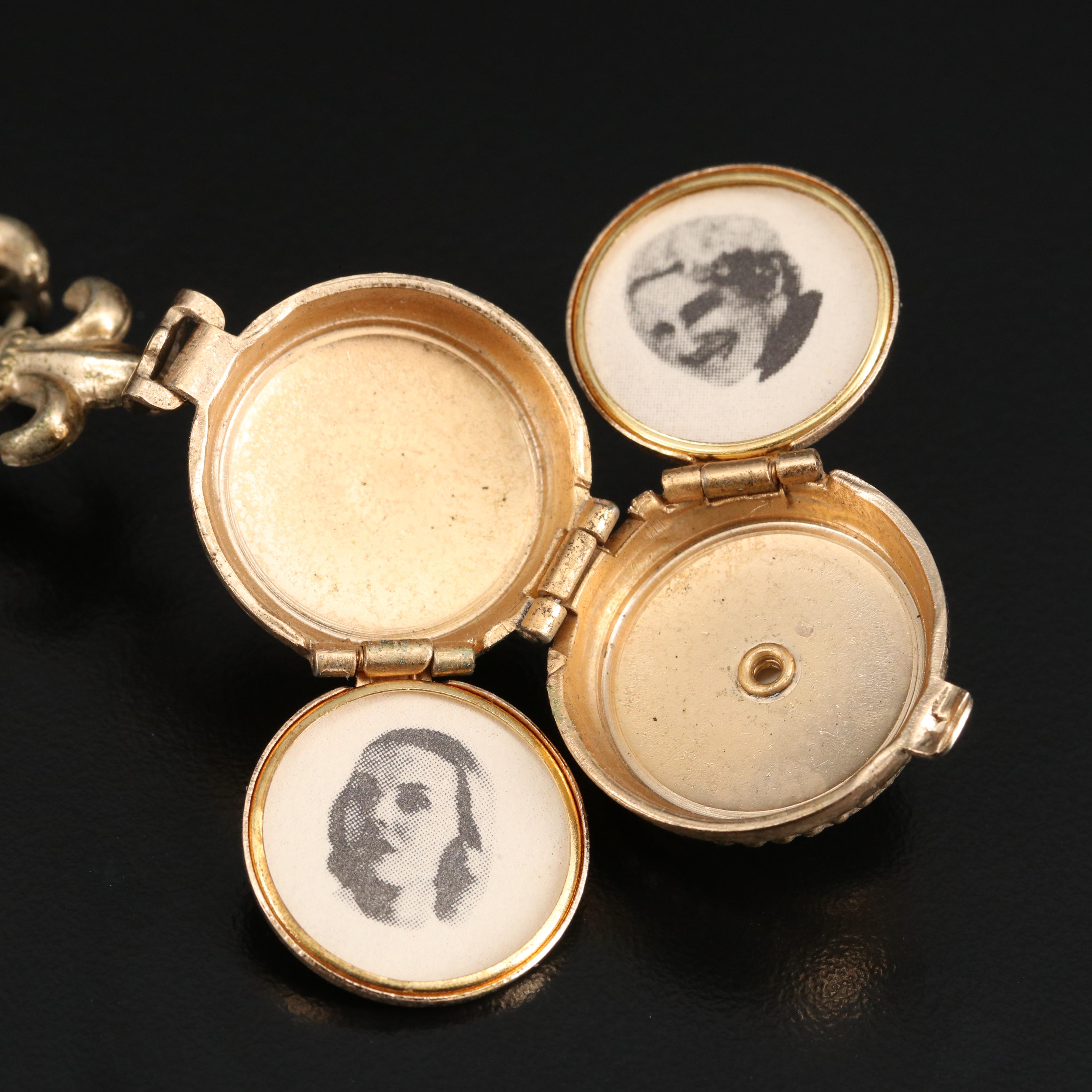 Vintage Coro Locket Featuring Pressed Four Leaf Clover