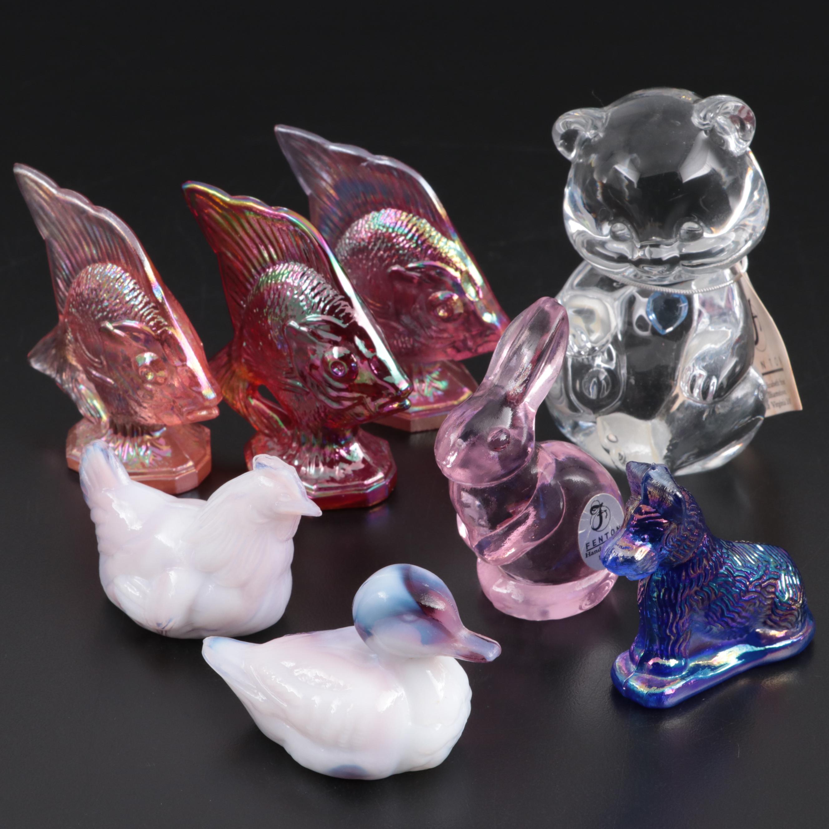 Fenton Carnival Glass "Sunfish" Figurines and Fenton Glass Figurines