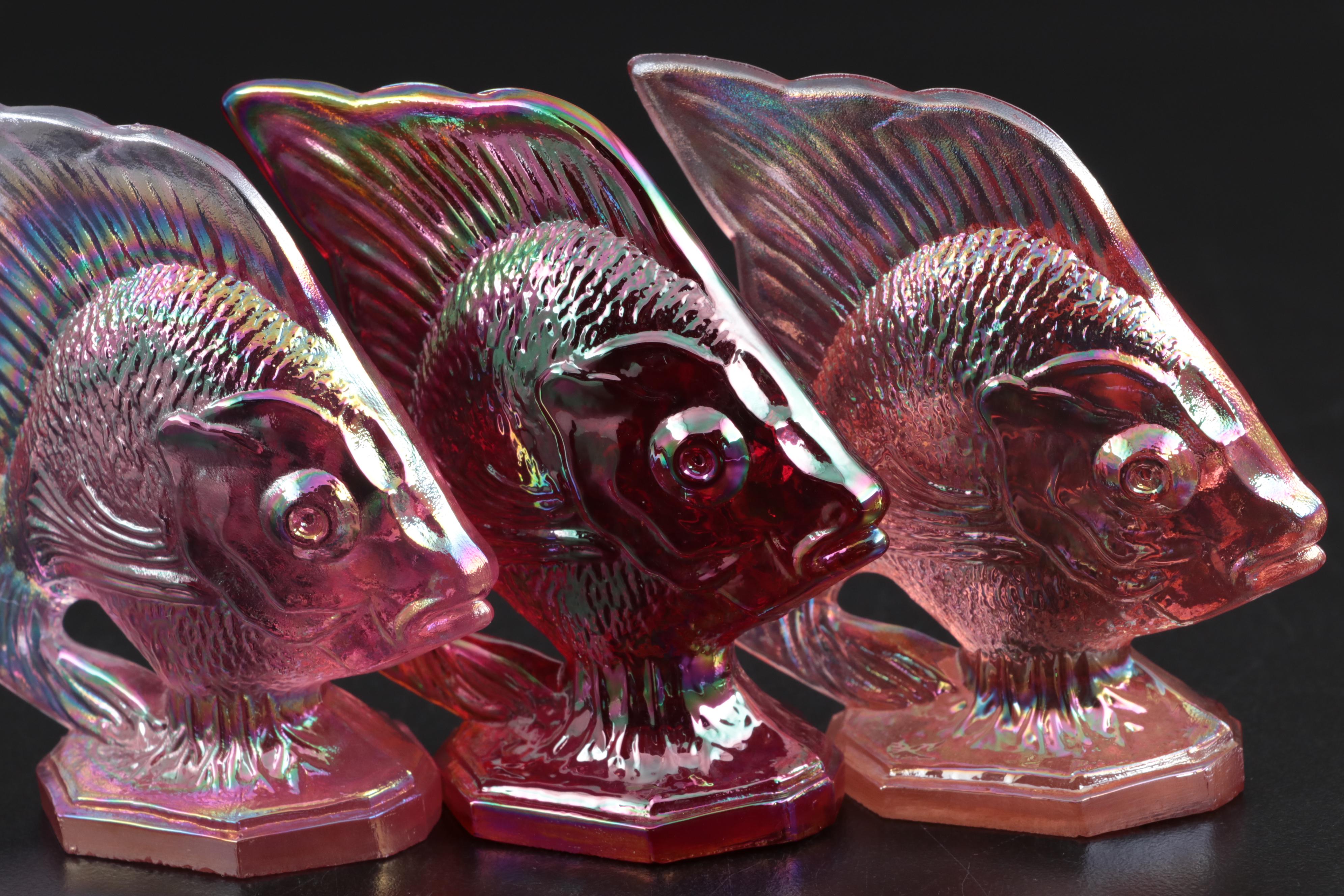 Fenton Carnival Glass "Sunfish" Figurines and Fenton Glass Figurines