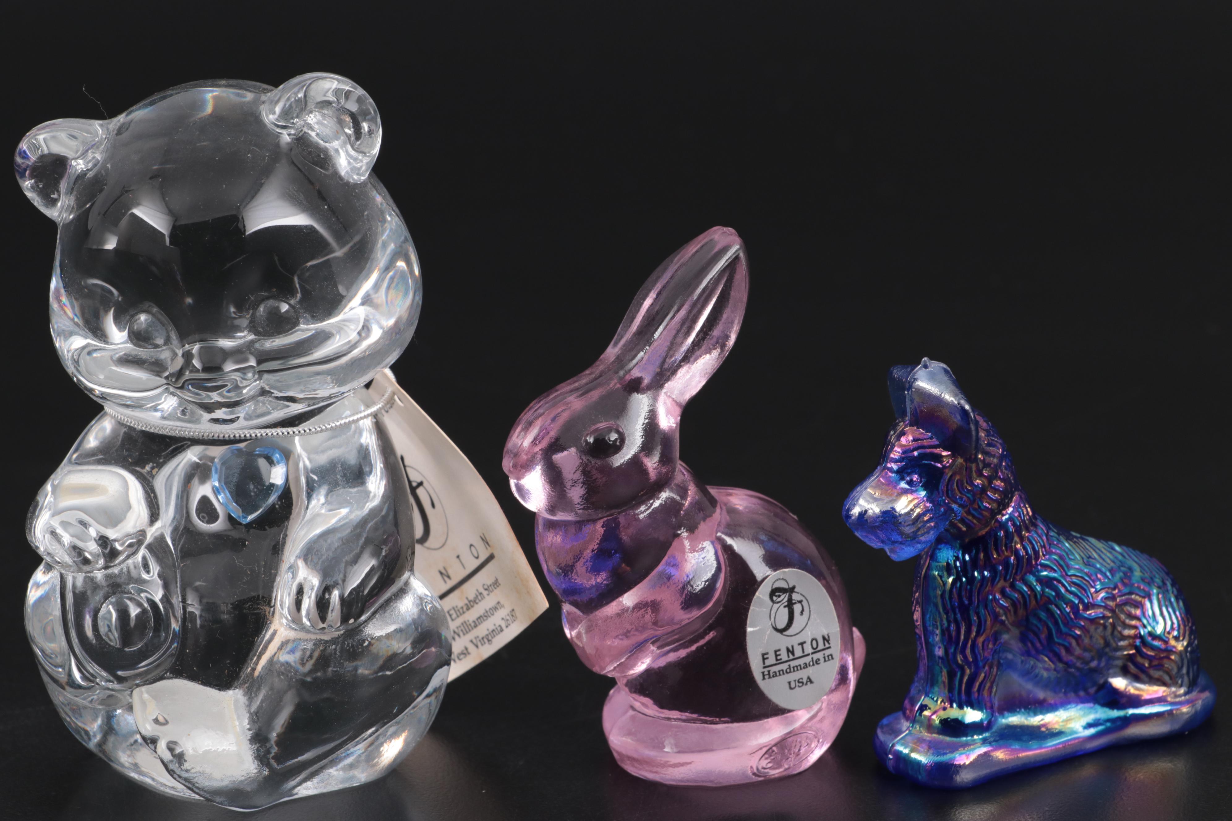 Fenton Carnival Glass "Sunfish" Figurines and Fenton Glass Figurines