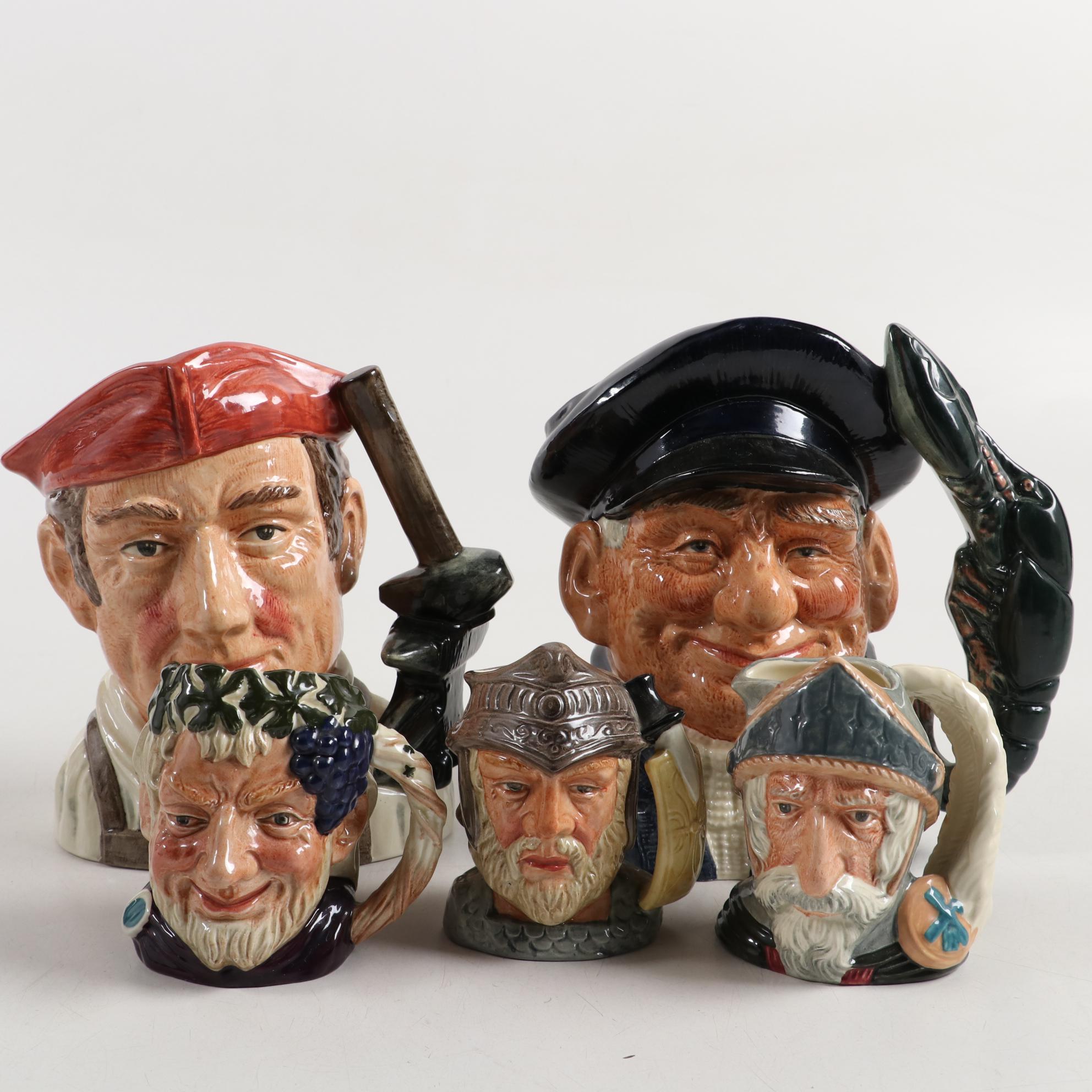 Royal Doulton "Lobster Man" and Other Toby Character Jugs, Mid-20th Century