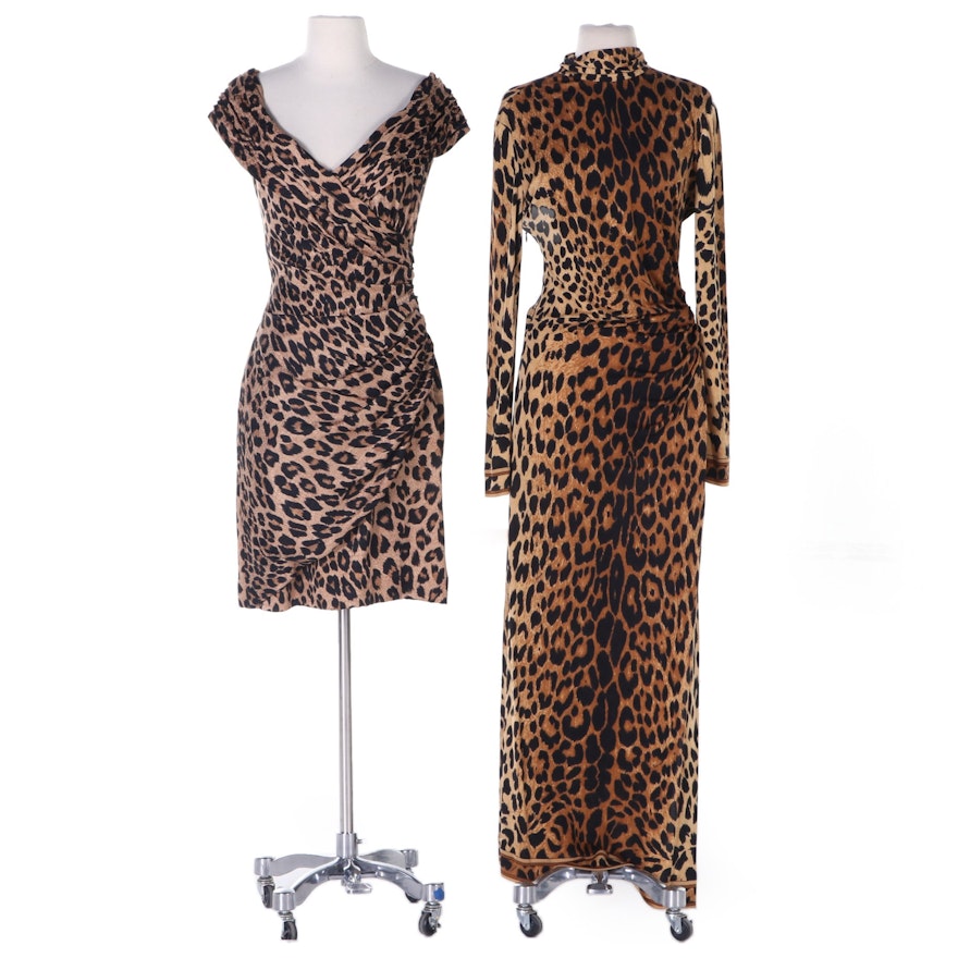 Leonard Paris and Rentillo for Saks Fifth Avenue Leopard Print Dresses