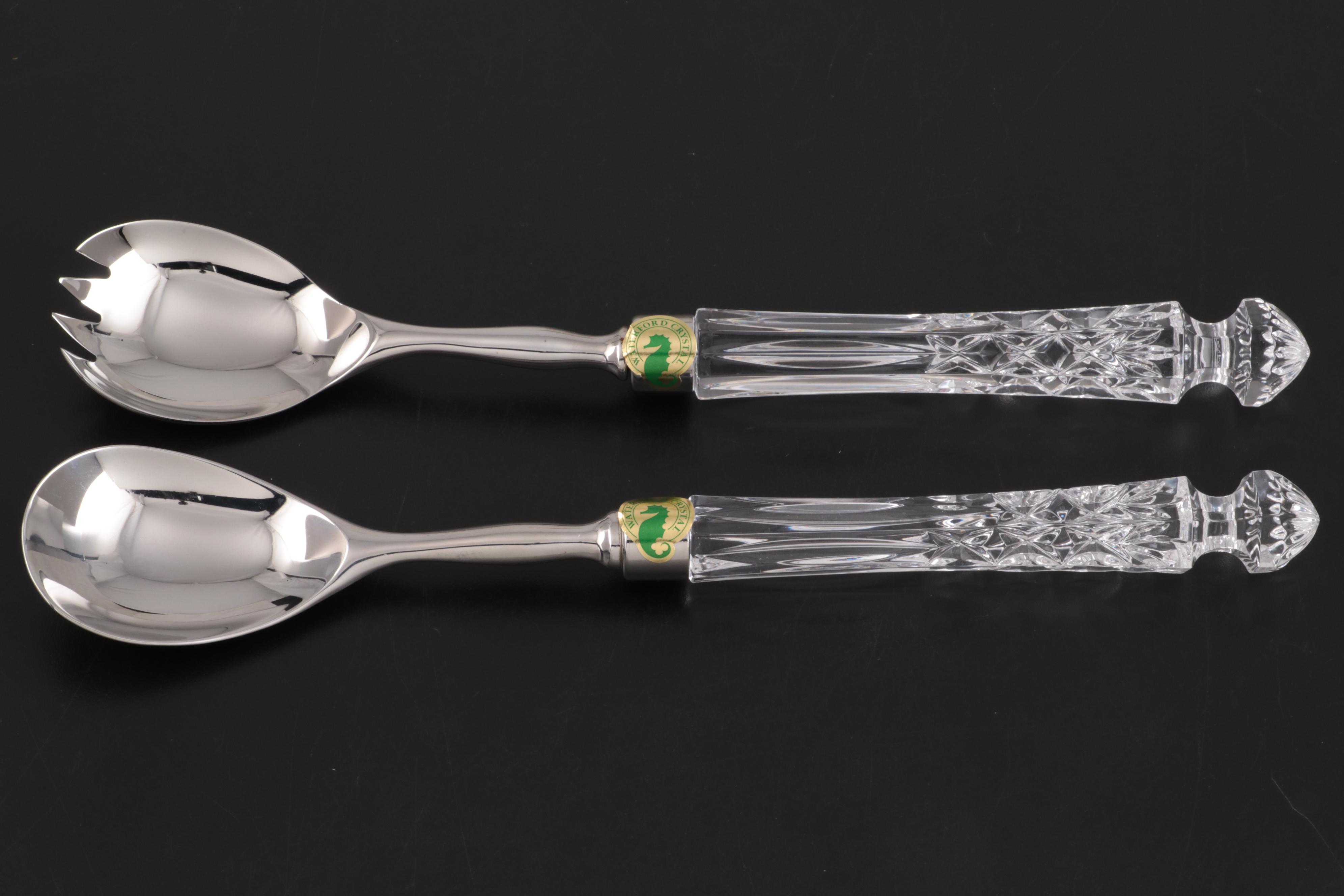 Waterford Crystal "Lismore" Salad Serving Set with Original Box