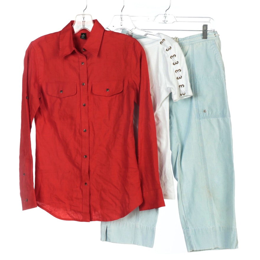 Lauren Jeans Co. Crop Pants, Lauren Ralph Lauren Linen Shirt and Cotton Top