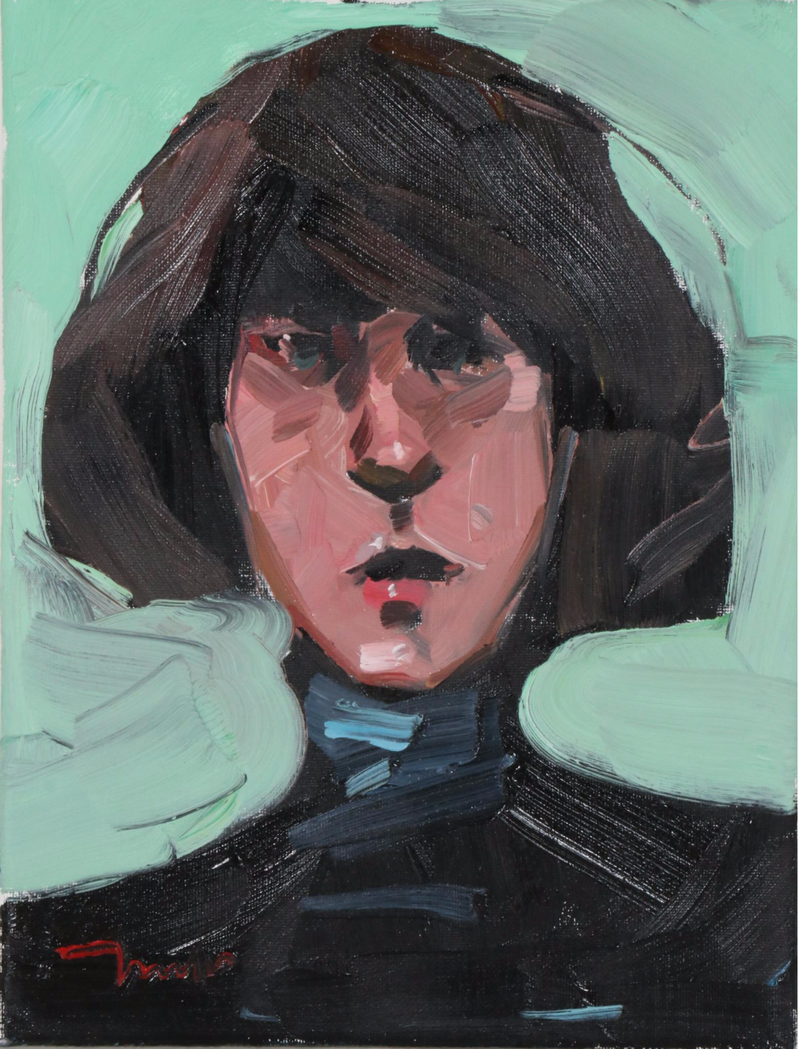 Jose Truijillo Oil Painting "Chic Bob," 2020