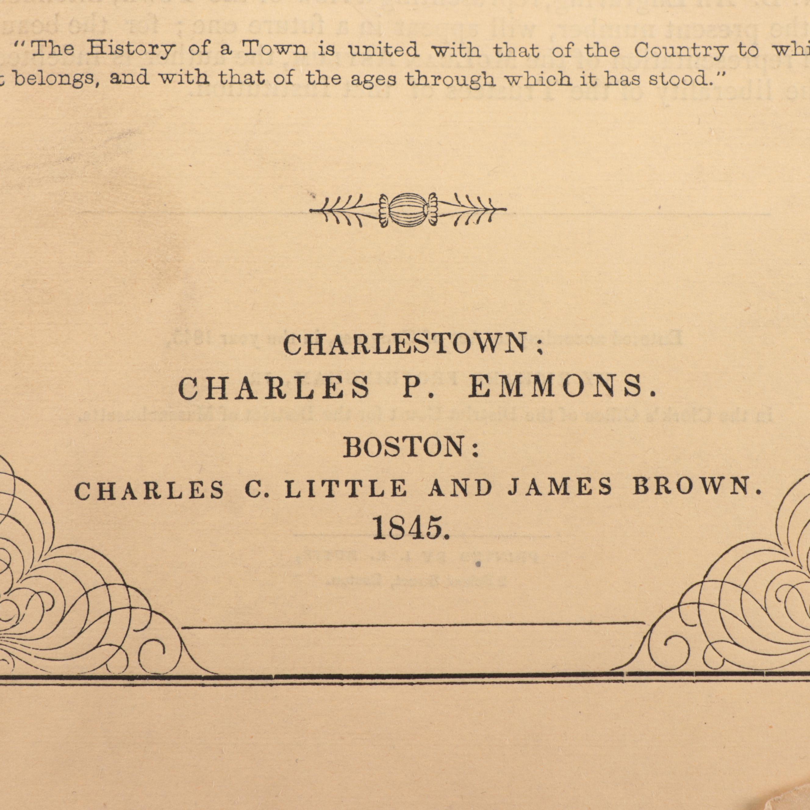 Richard Frothingham's "The History of Charlestown, Massachusetts" First Editions