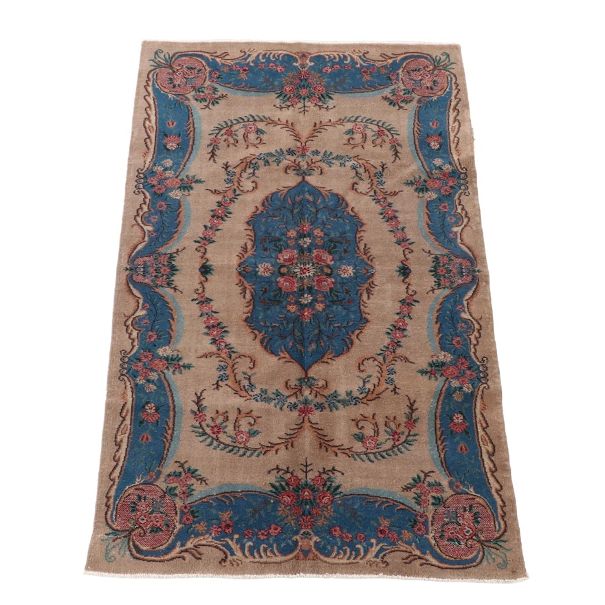 4'11 x 8'2 Hand-Knotted Persian French Style Wool Rug