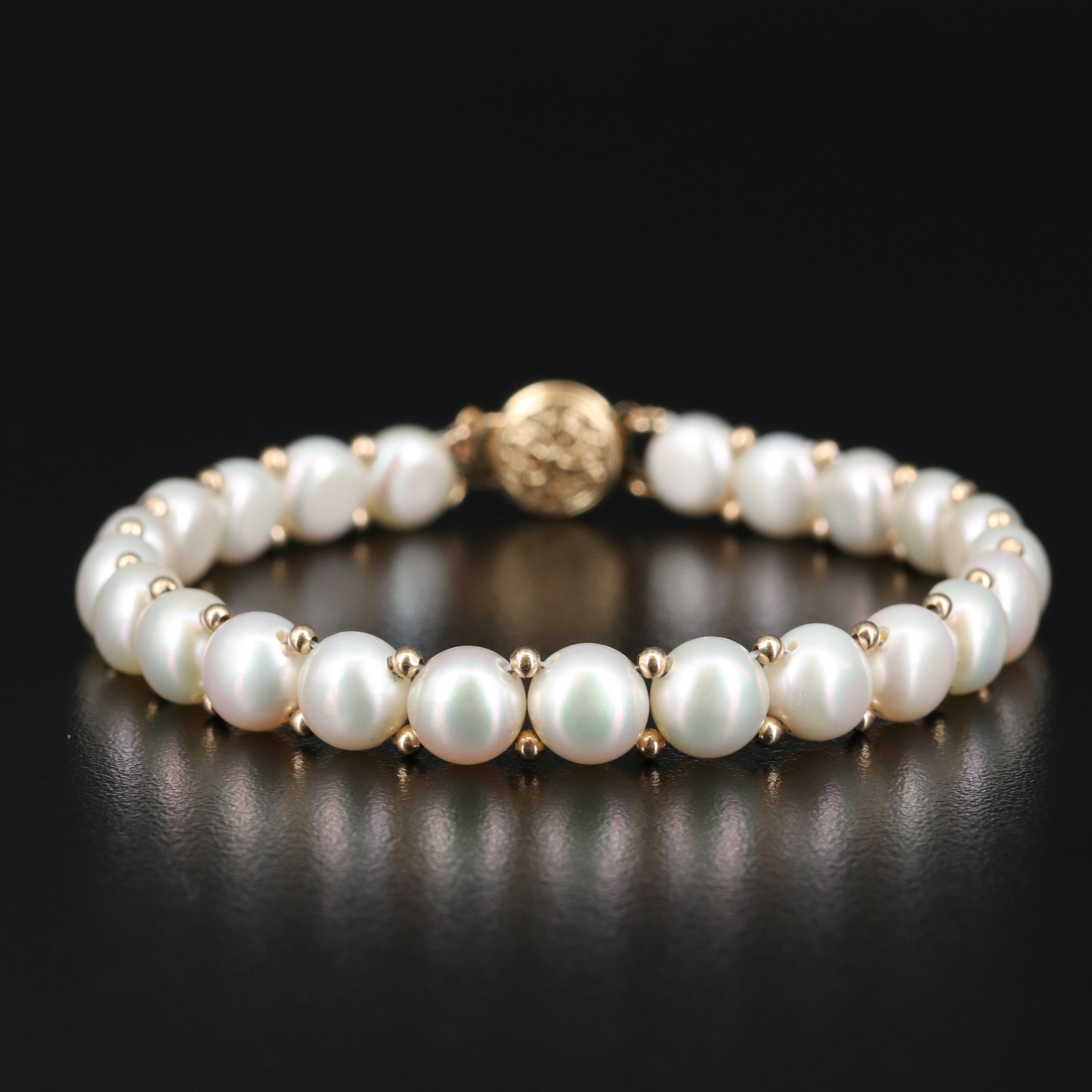 14K Pearl Bracelet and Earring Set