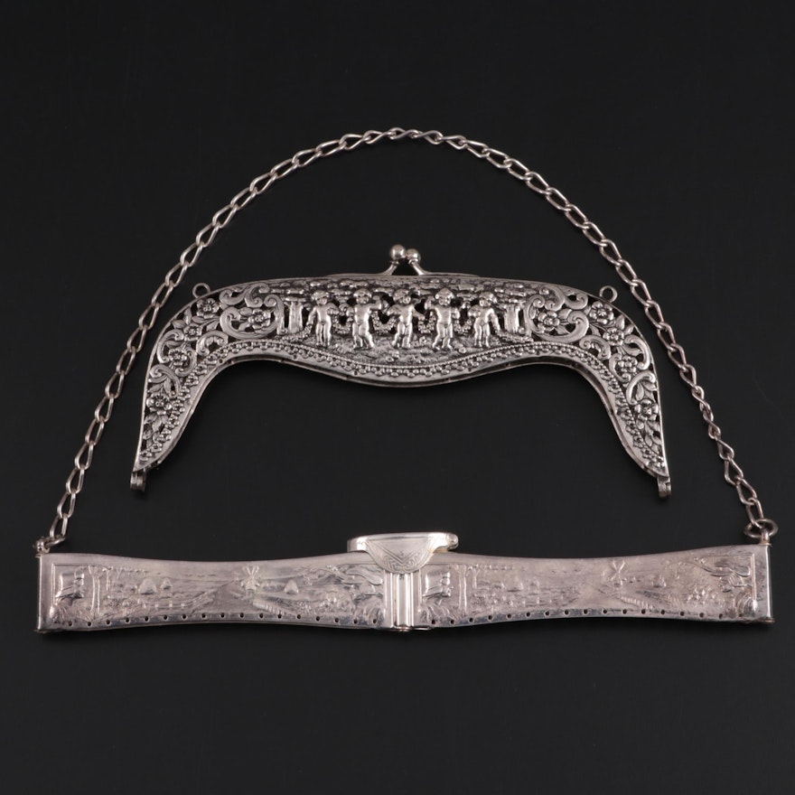 Gustav Hauber 800 Silver and Jemco Plated Purse Frames, Early 20th Century