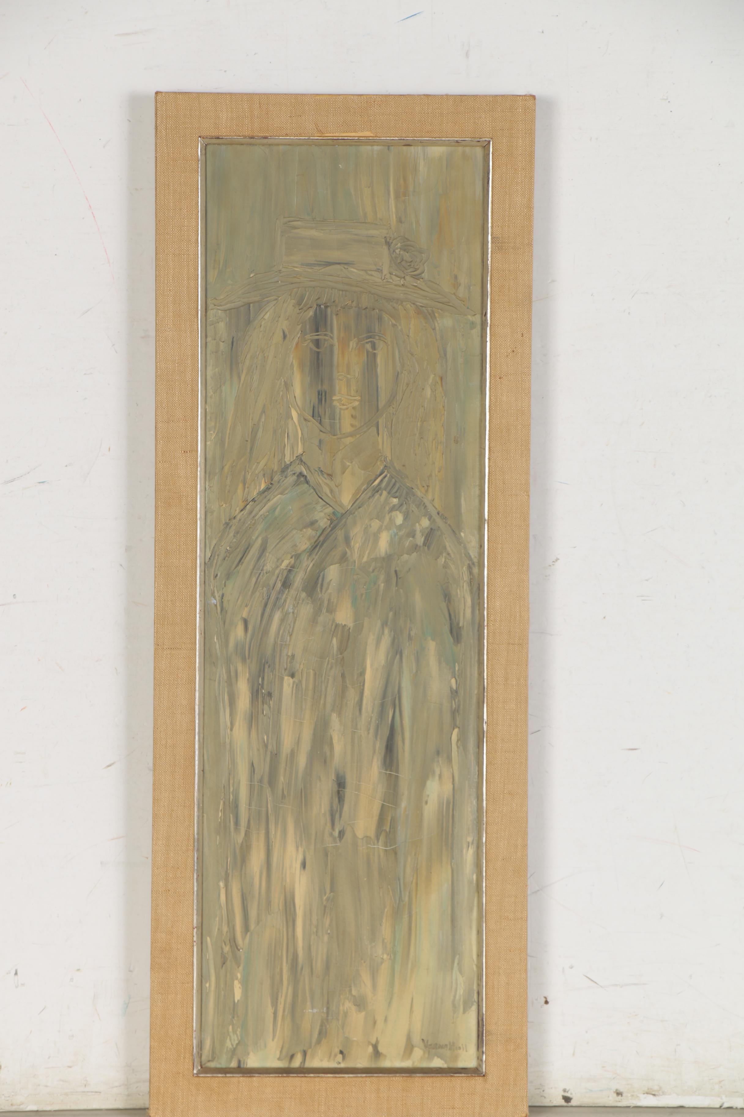 Verna Hull Expressionist Style Knife Oil Painting "Estelle," Mid-20th Century