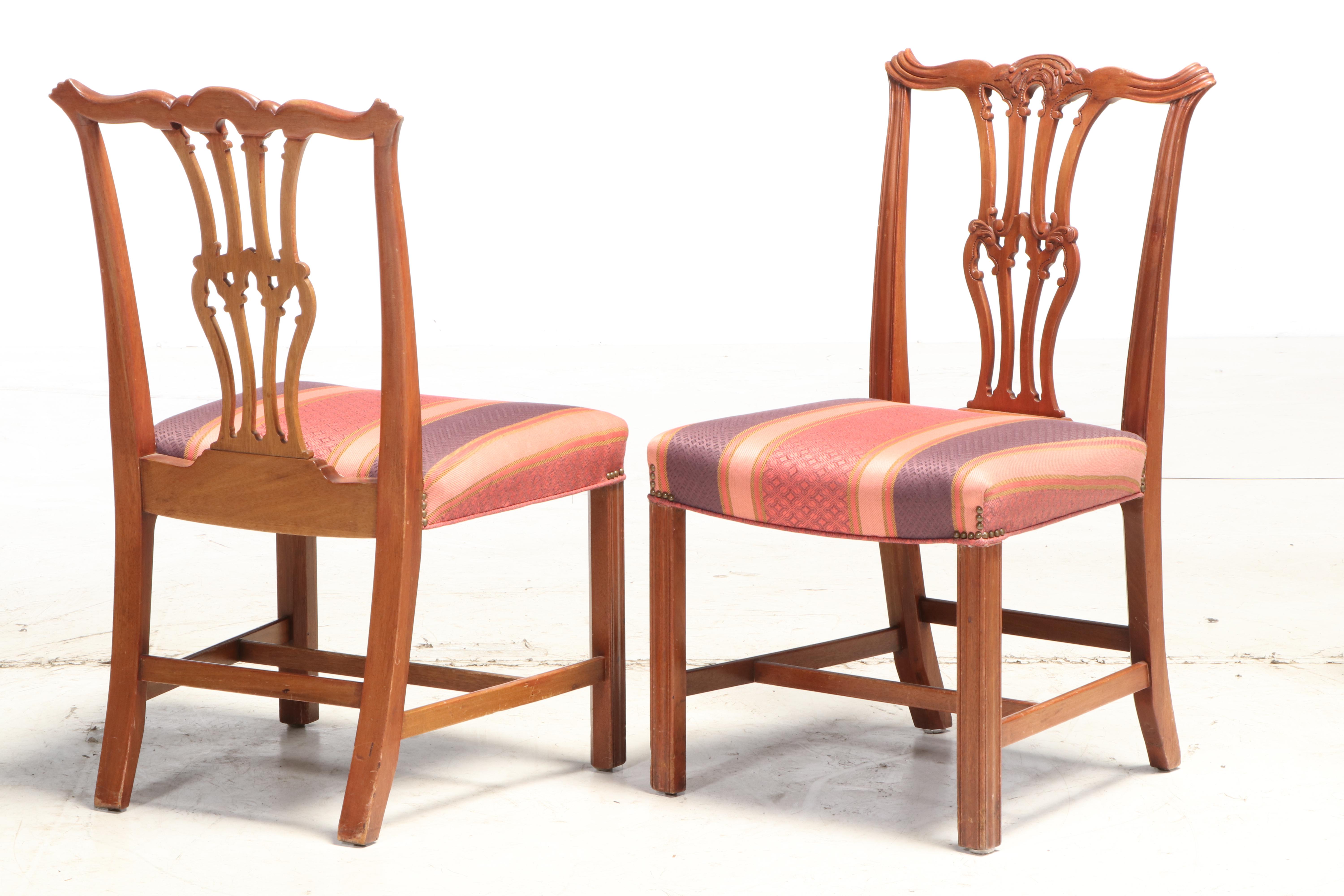 Baker Chippendale Style Mahogany Dining Table with Six Chairs, Mid-20th Century