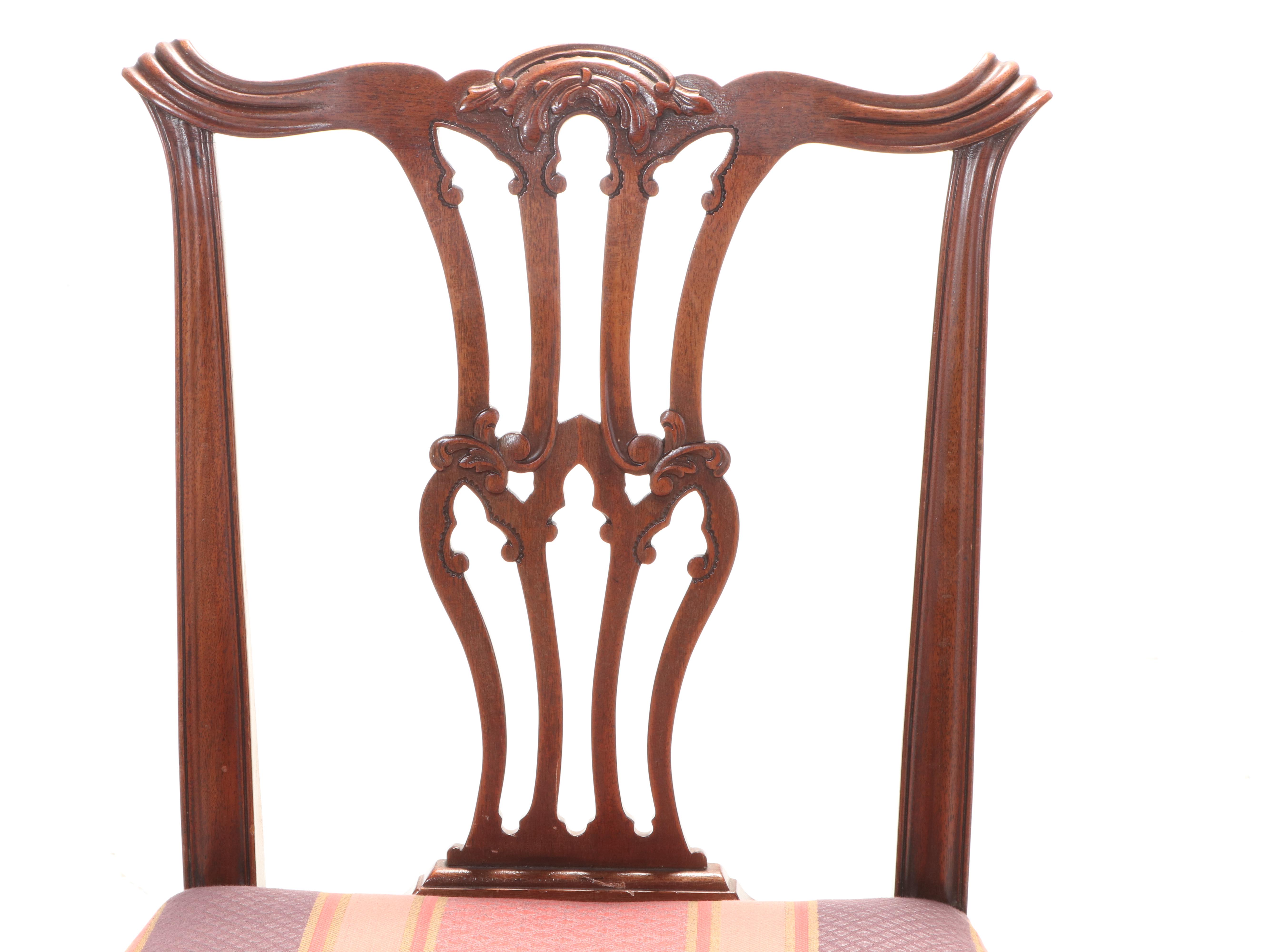 Baker Chippendale Style Mahogany Dining Table with Six Chairs, Mid-20th Century