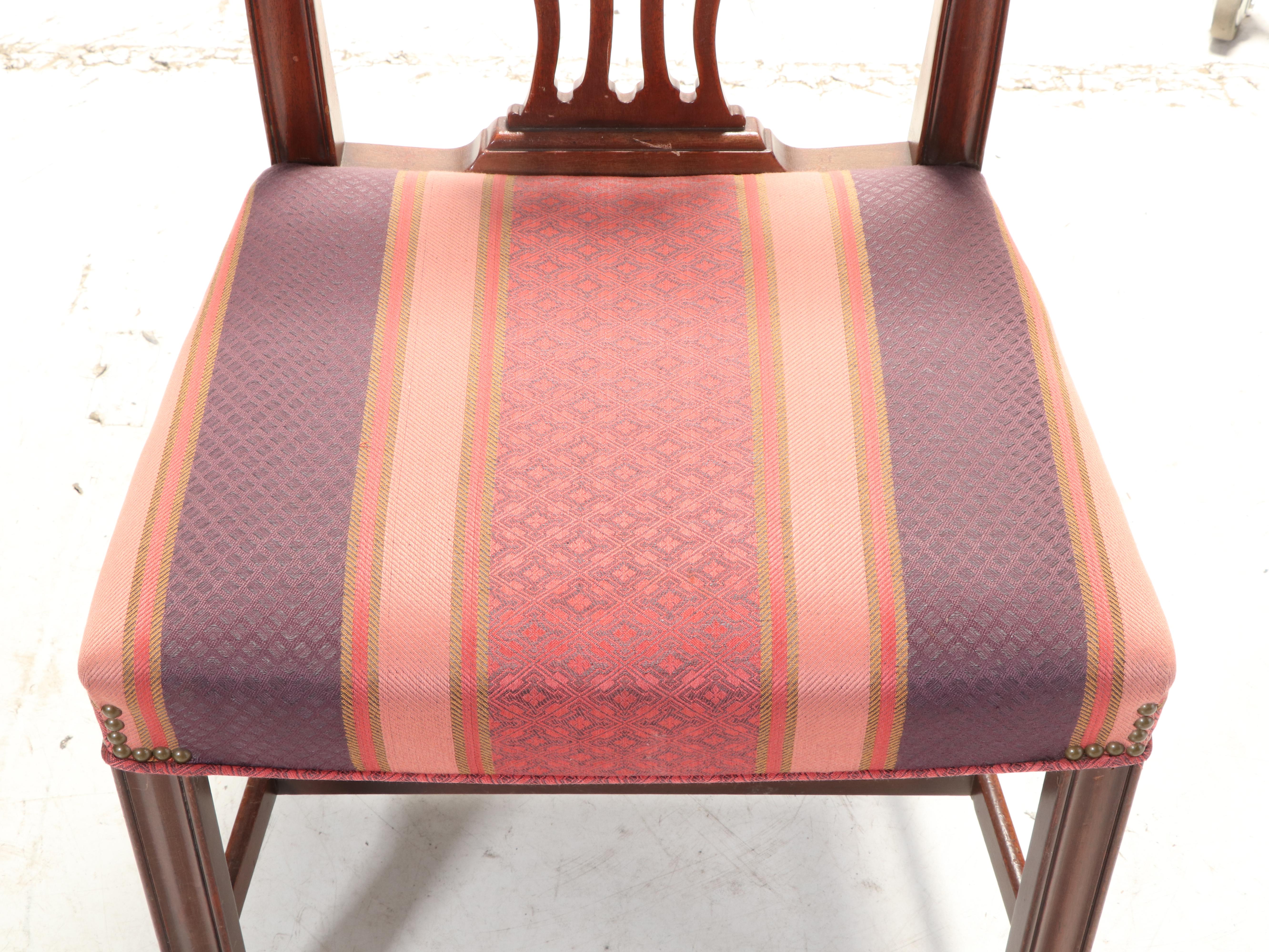 Baker Chippendale Style Mahogany Dining Table with Six Chairs, Mid-20th Century