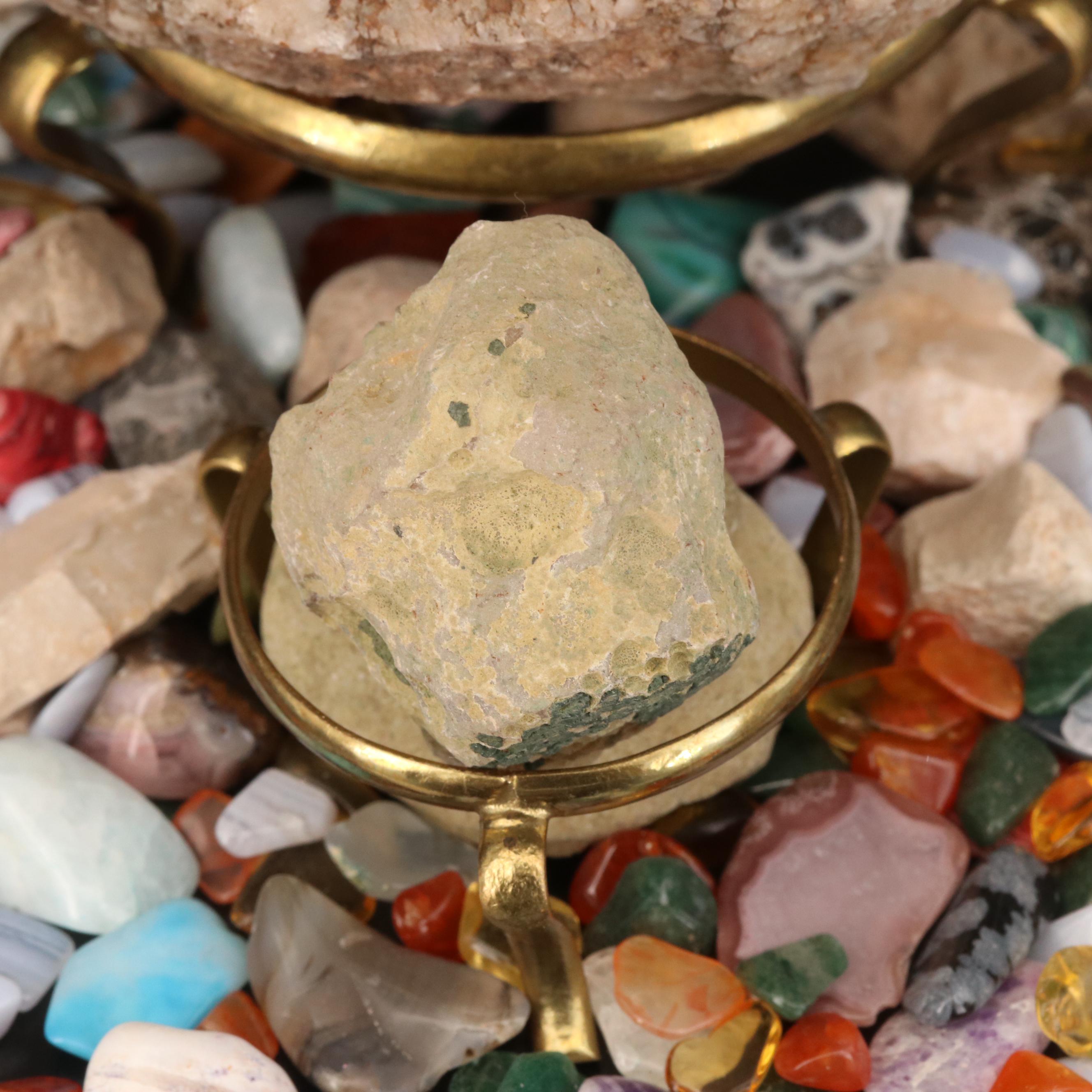 Polished and Rough Gemstones Including Tiger's Eye, Turquoise, Jasper, and More