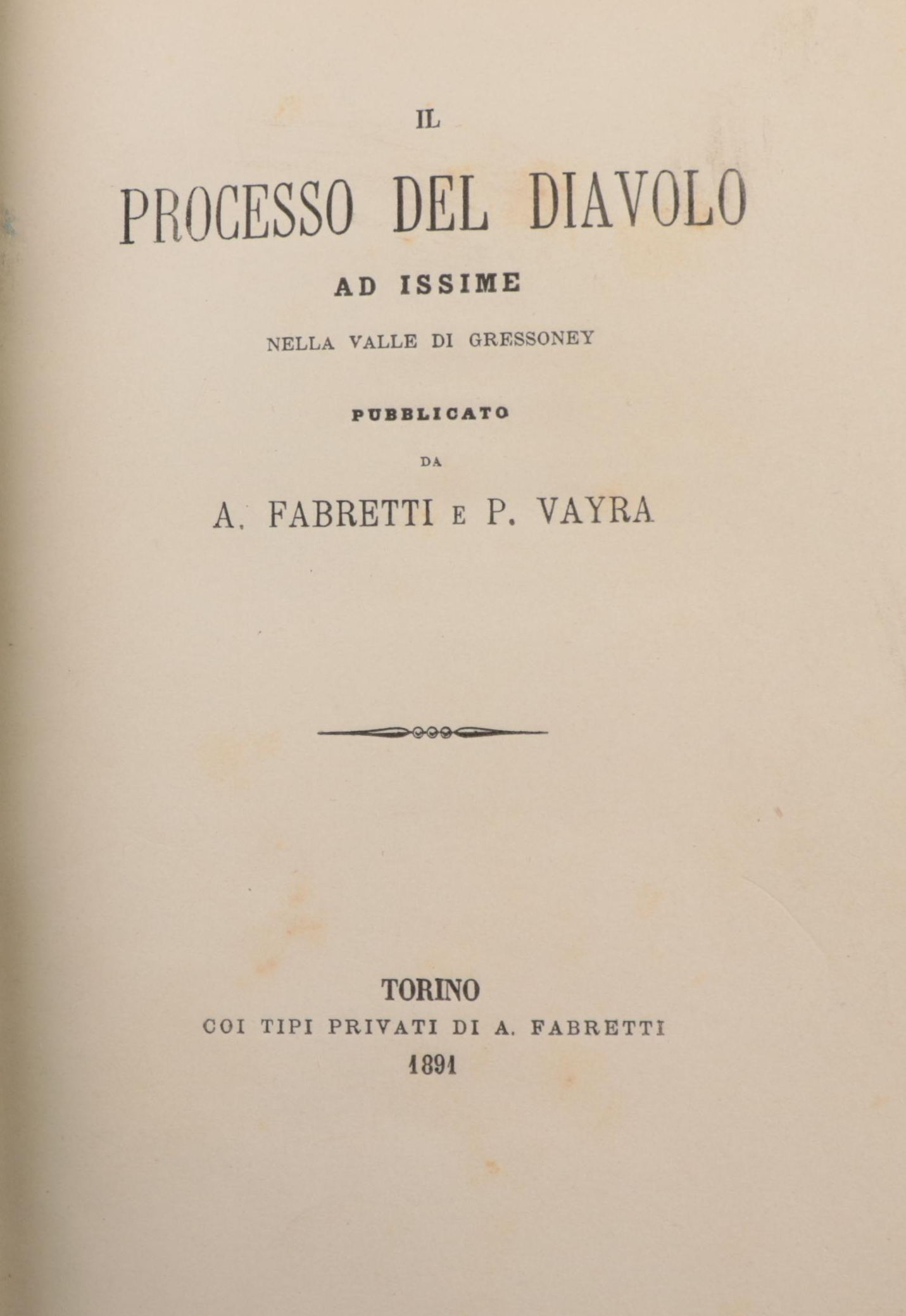 "Il processo del diavolo ad Issime nella valle di Gressoney," 1891