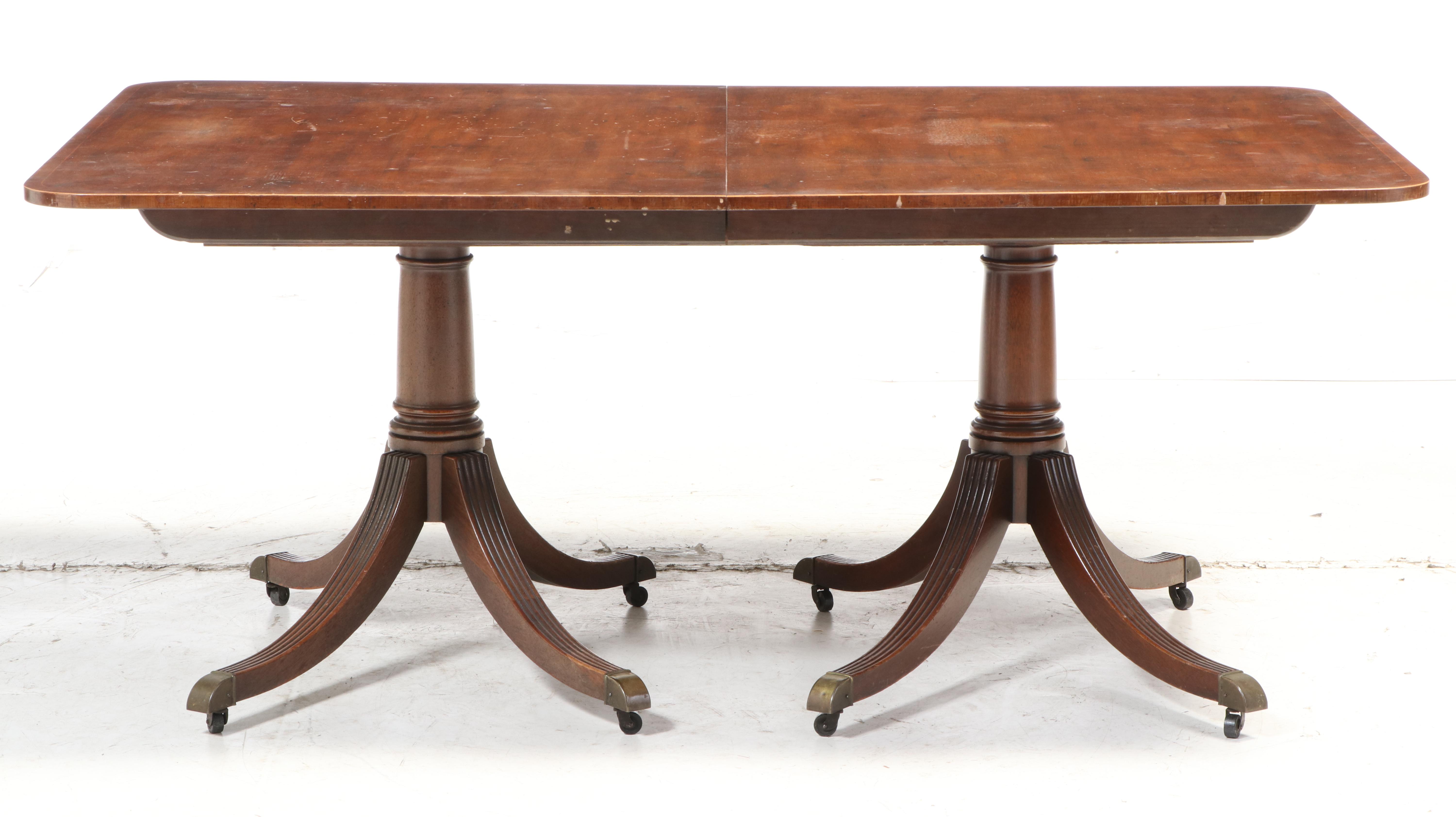 Baker Chippendale Style Mahogany Dining Table with Six Chairs, Mid-20th Century