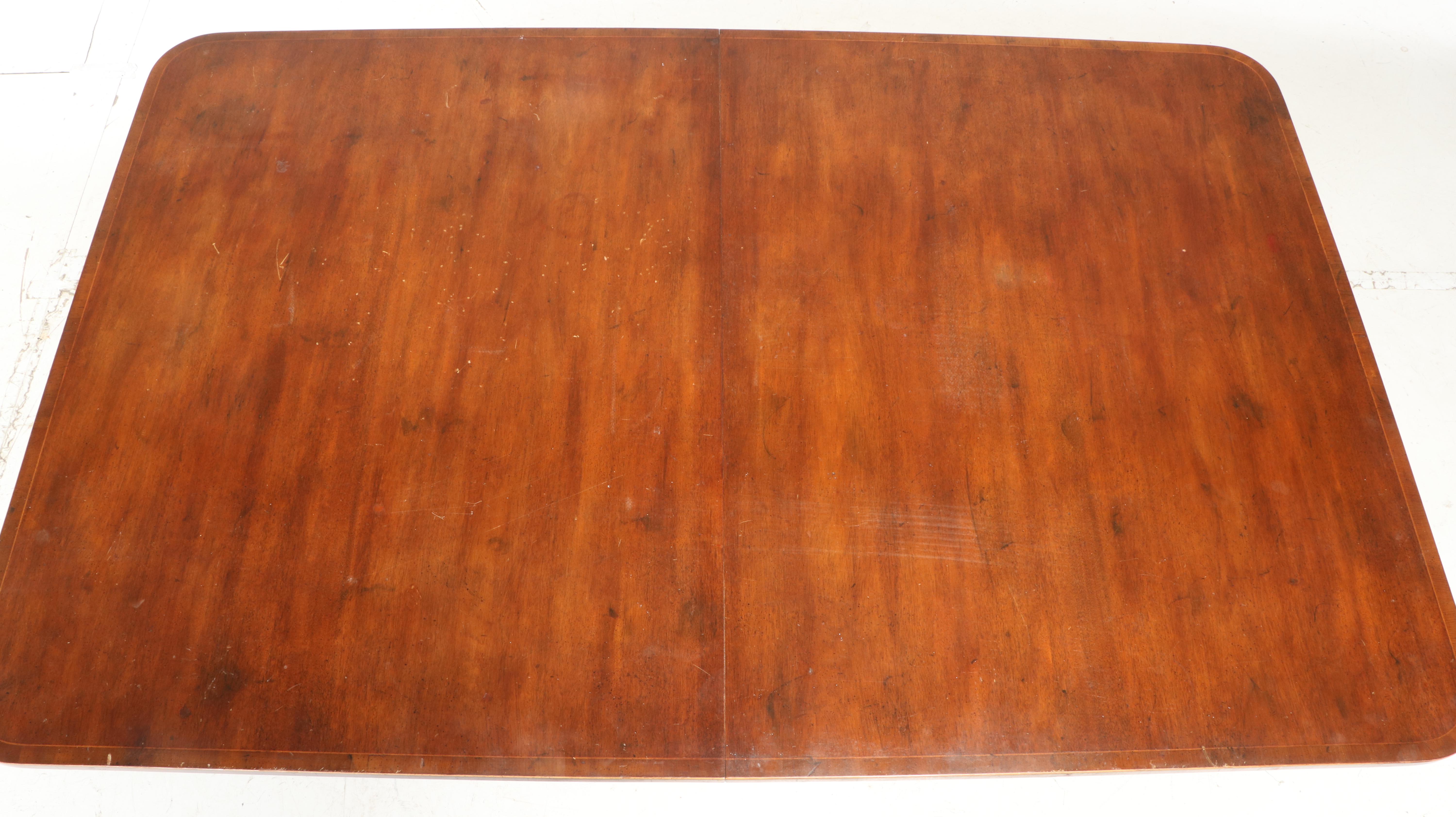 Baker Chippendale Style Mahogany Dining Table with Six Chairs, Mid-20th Century