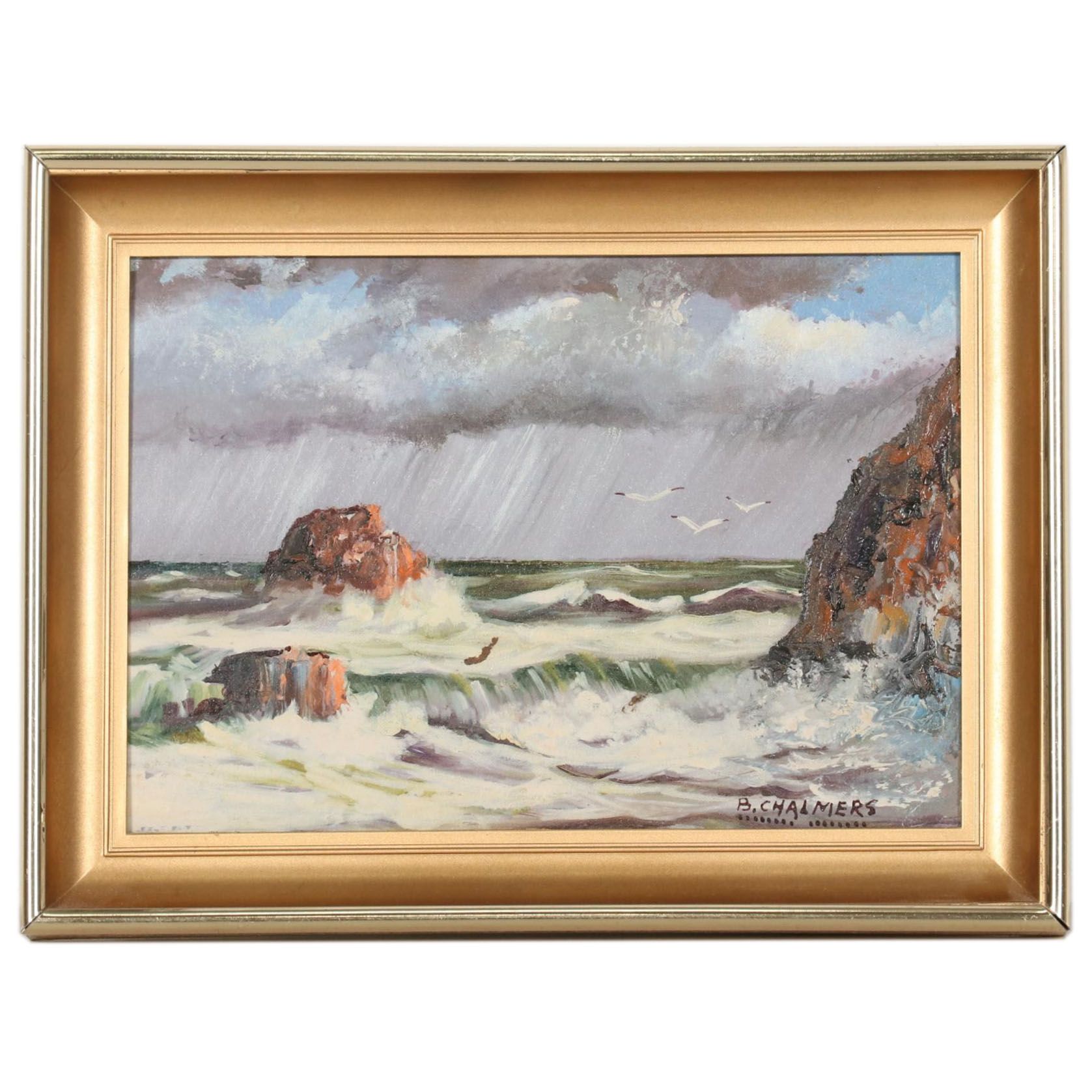 Burl Chalmers Oil Painting of Stormy Seascape