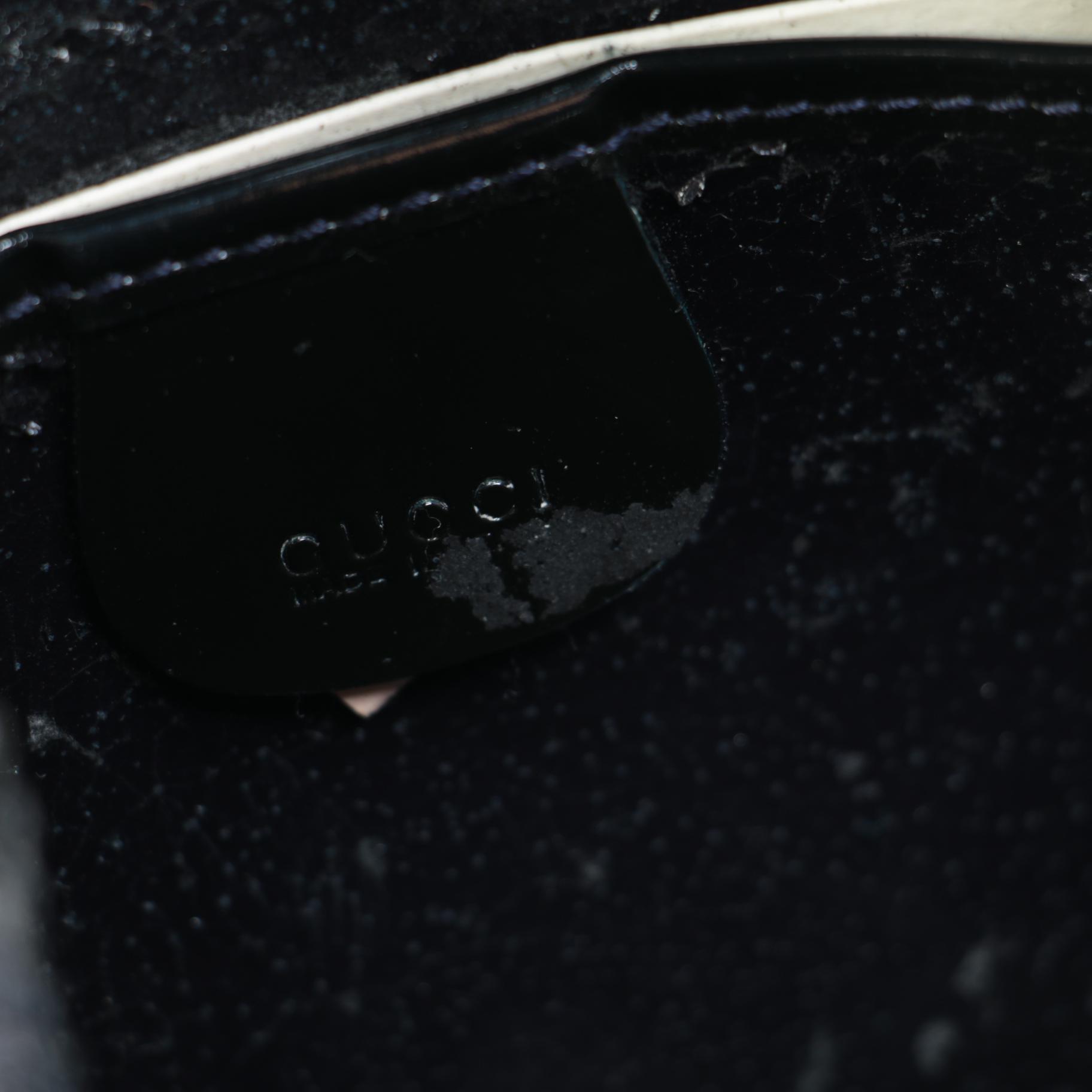 Gucci Black Patent Leather Handbag with White Interlocking GG Logo