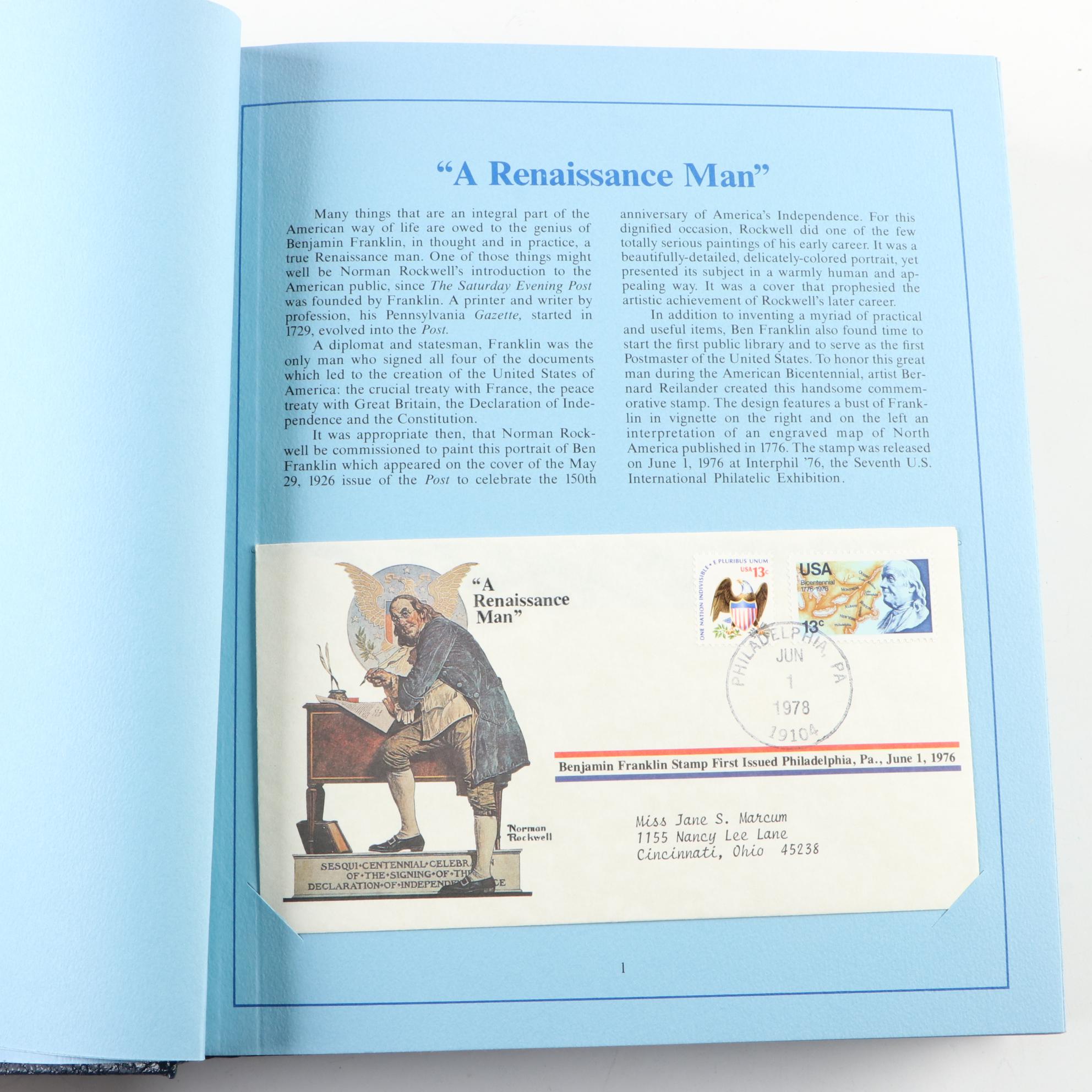 Norman Rockwell First Day Postal Covers with Cachets and Historic Stamps