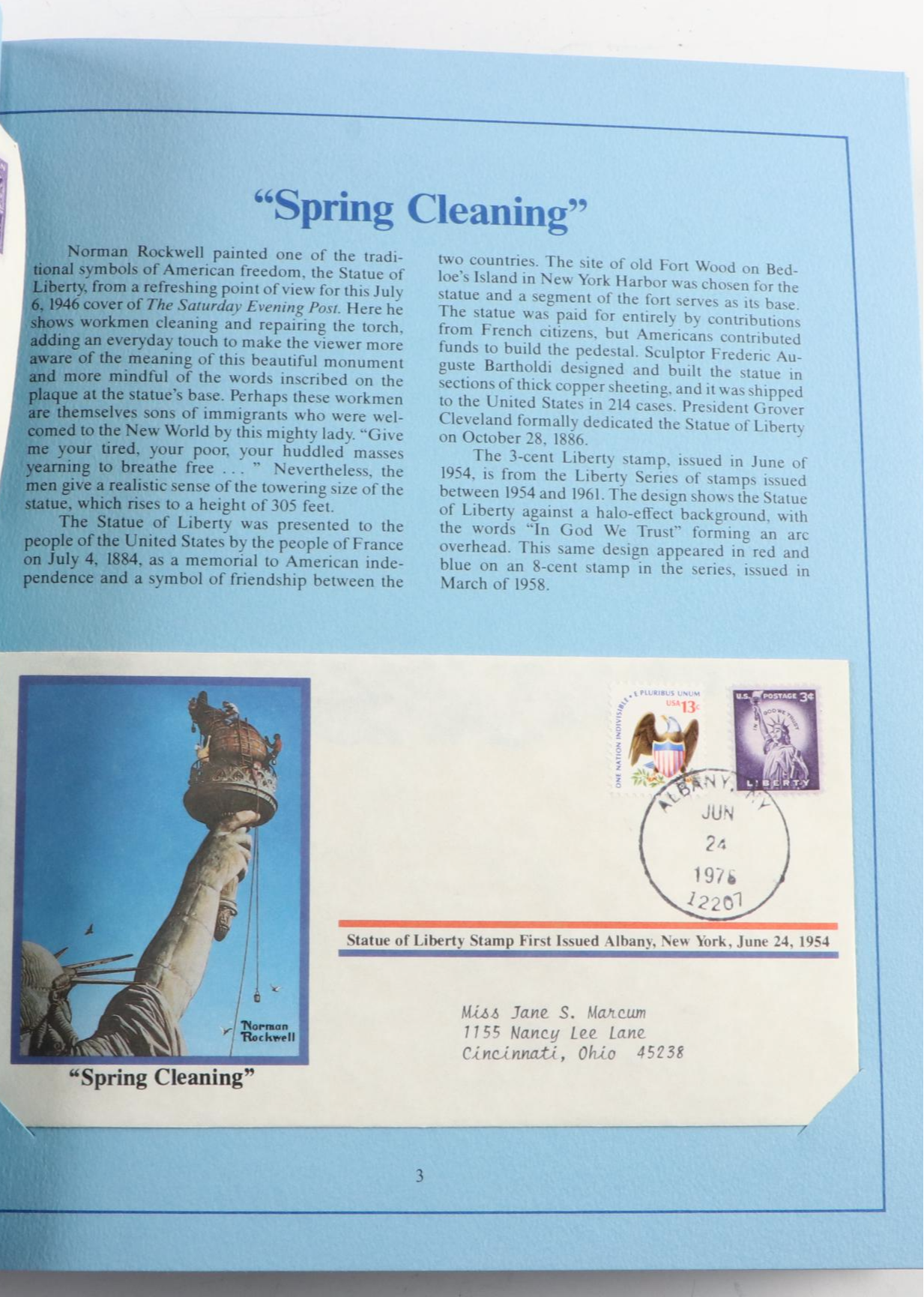 Norman Rockwell First Day Postal Covers with Cachets and Historic Stamps