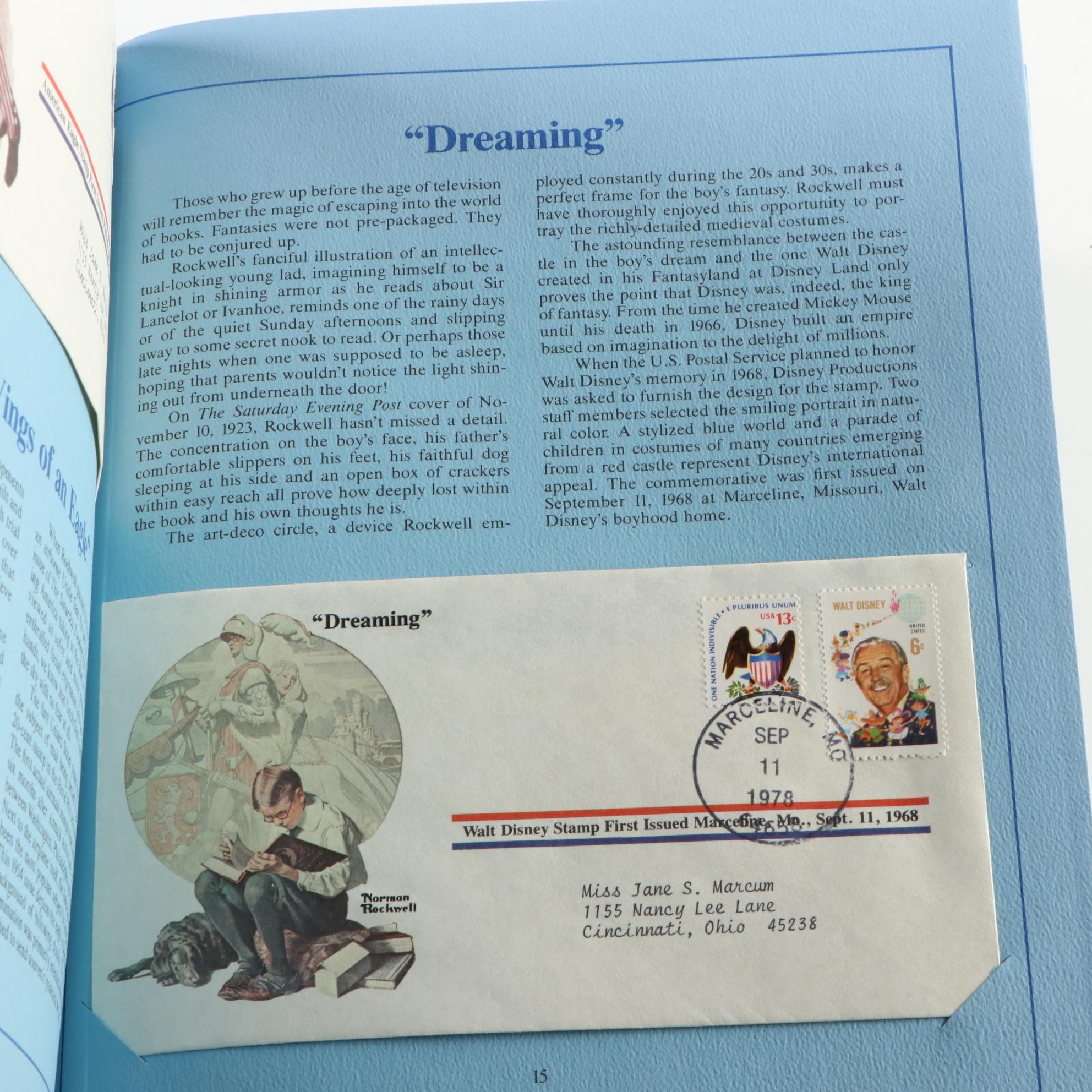 Norman Rockwell First Day Postal Covers with Cachets and Historic Stamps