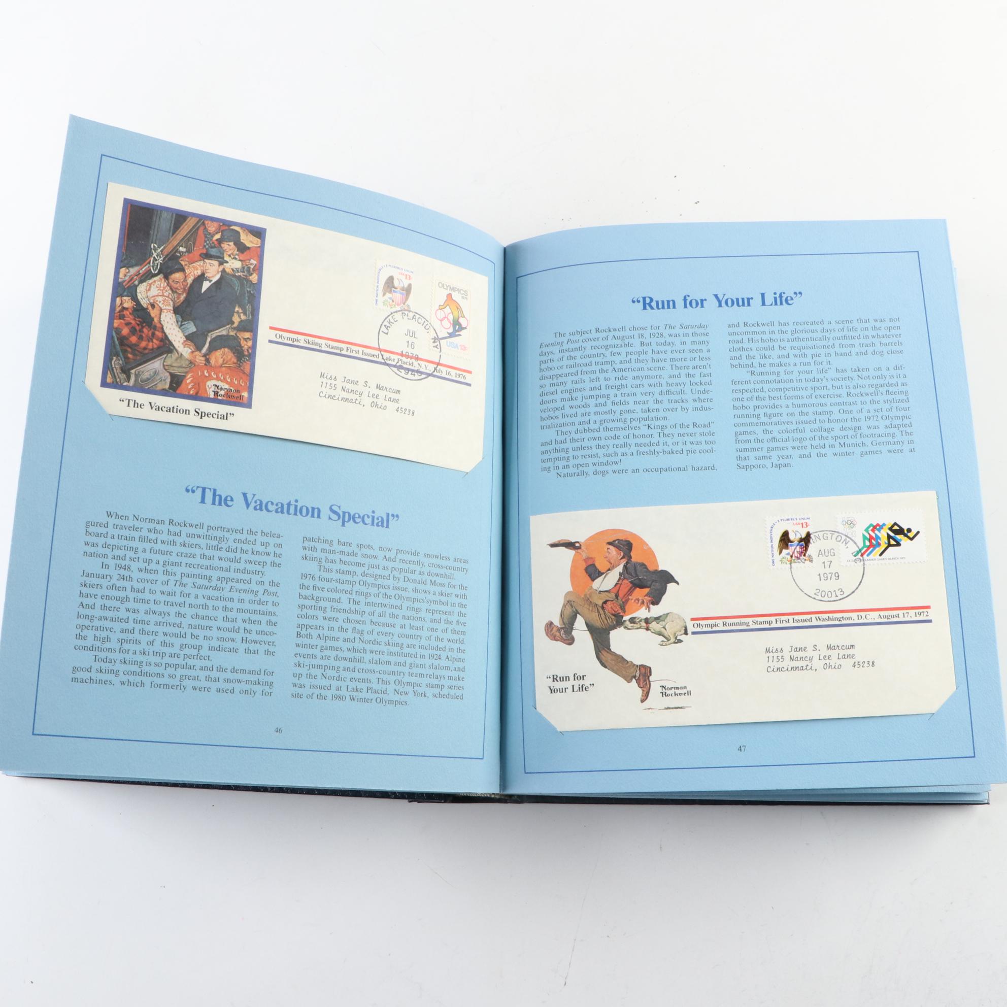 Norman Rockwell First Day Postal Covers with Cachets and Historic Stamps