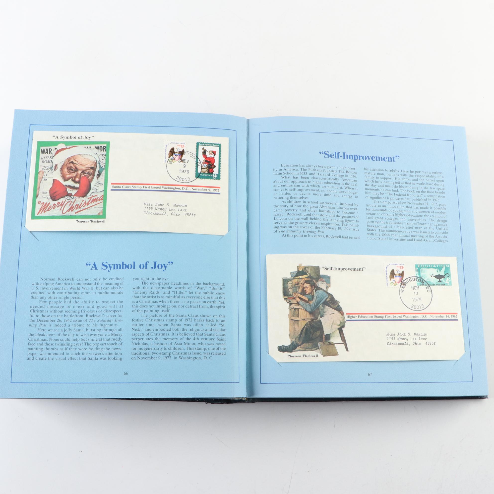 Norman Rockwell First Day Postal Covers with Cachets and Historic Stamps