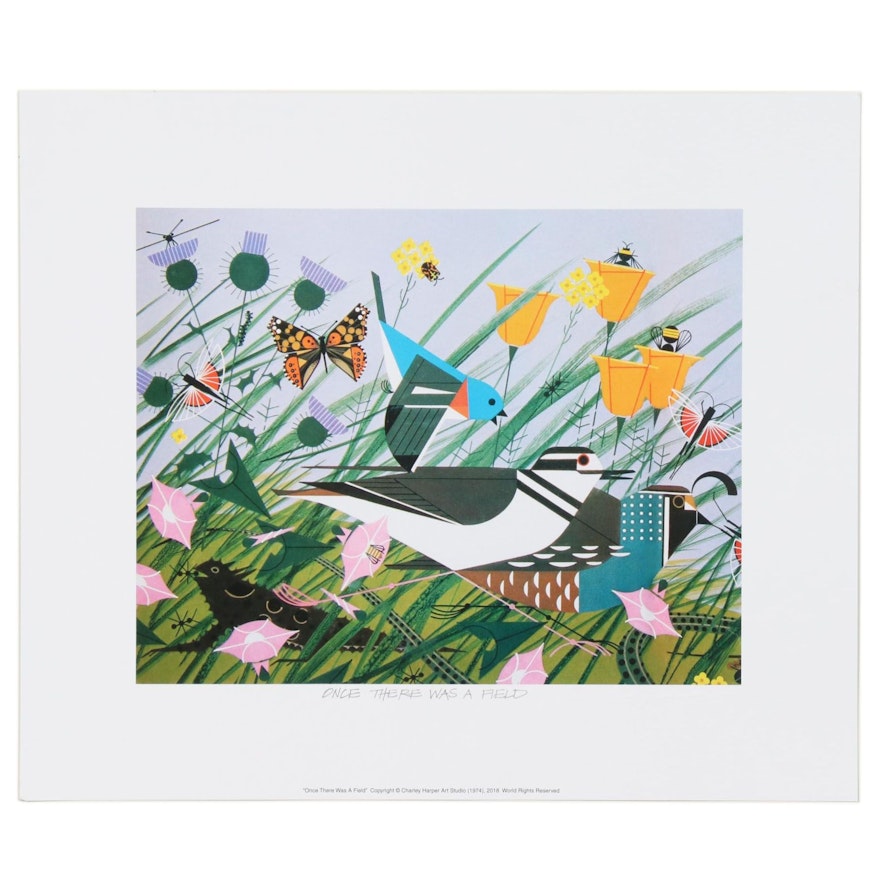 Offset Lithograph after Charley Harper "Once There Was a Field"