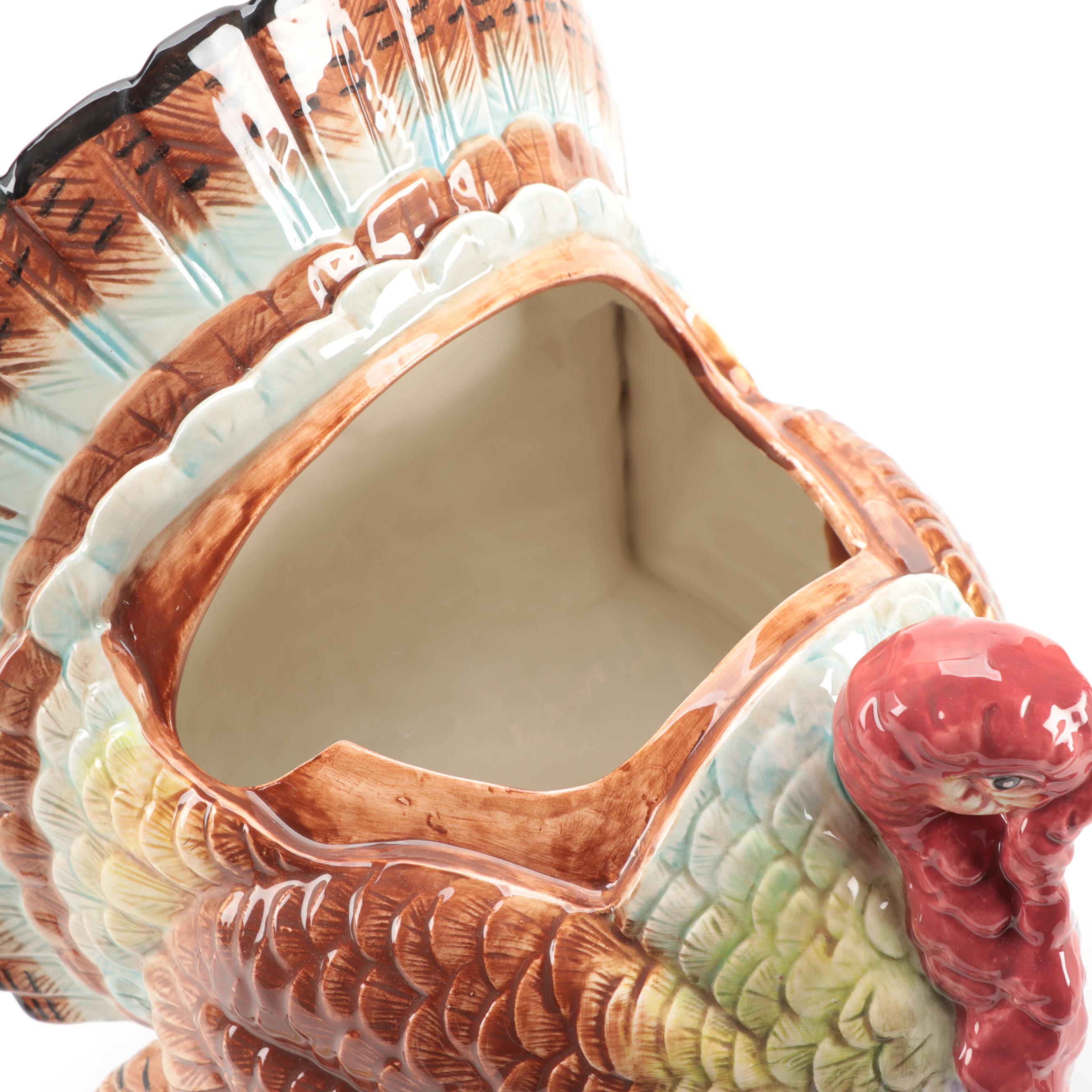 Fitz and Floyd "Autumn Bounty" Ceramic Turkey Tureen with Ladle, 1993
