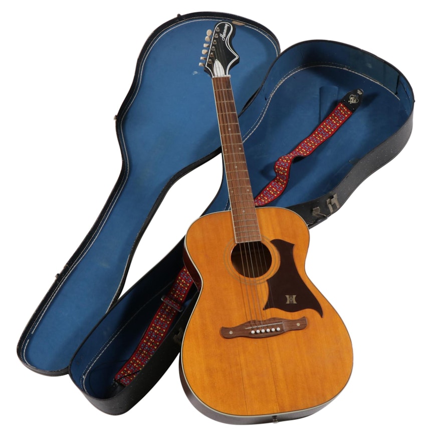 Harmony H-168 Acoustic Guitar with Travel Case