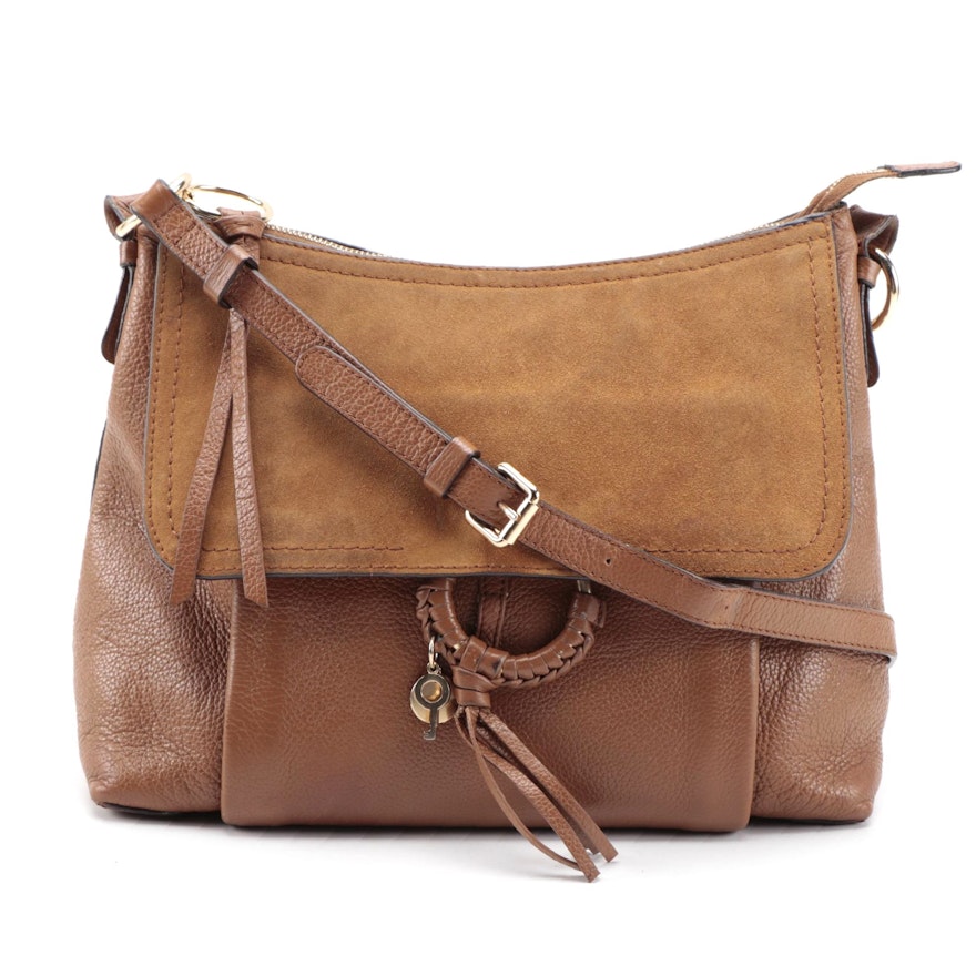 See by Chloé Joan Shoulder Bag in Brown Pebbled Leather and Suede