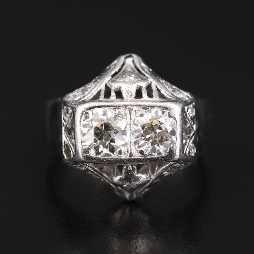 Vintage 1.35 CTW Diamond Toi et Moi Ring