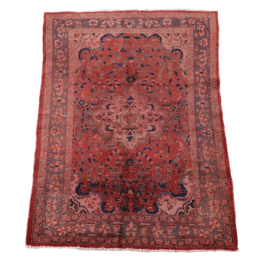 4'10 x 7'3 Hand-Knotted Persian Isfahan Wool Rug