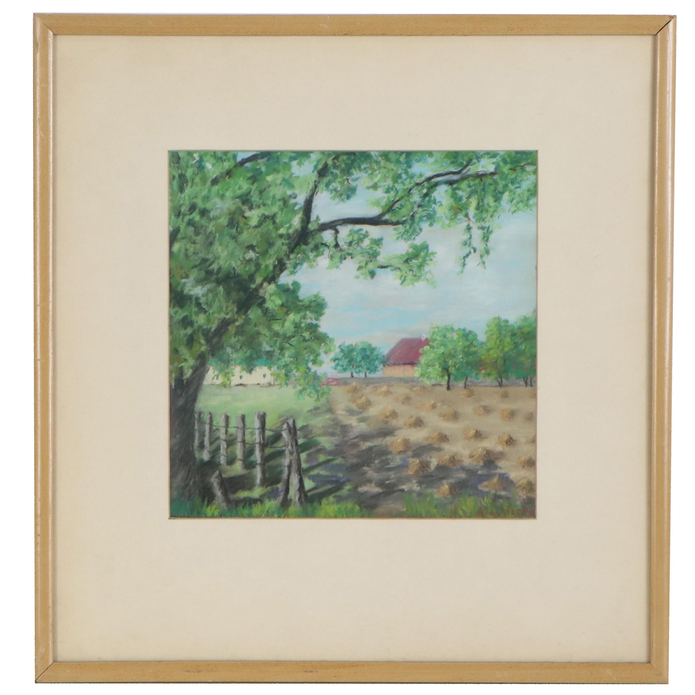 Rebekah Alter Pastel Drawing "Landscape," 1951