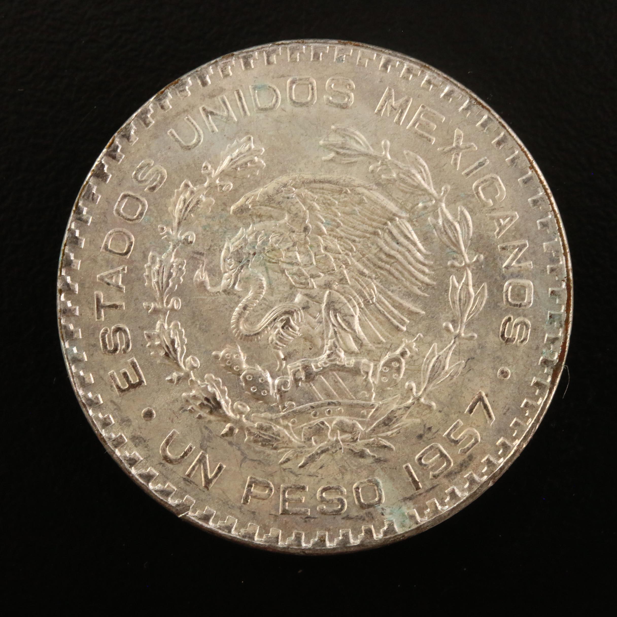 Mexico 1 Peso Silver Coins, 1957-1967