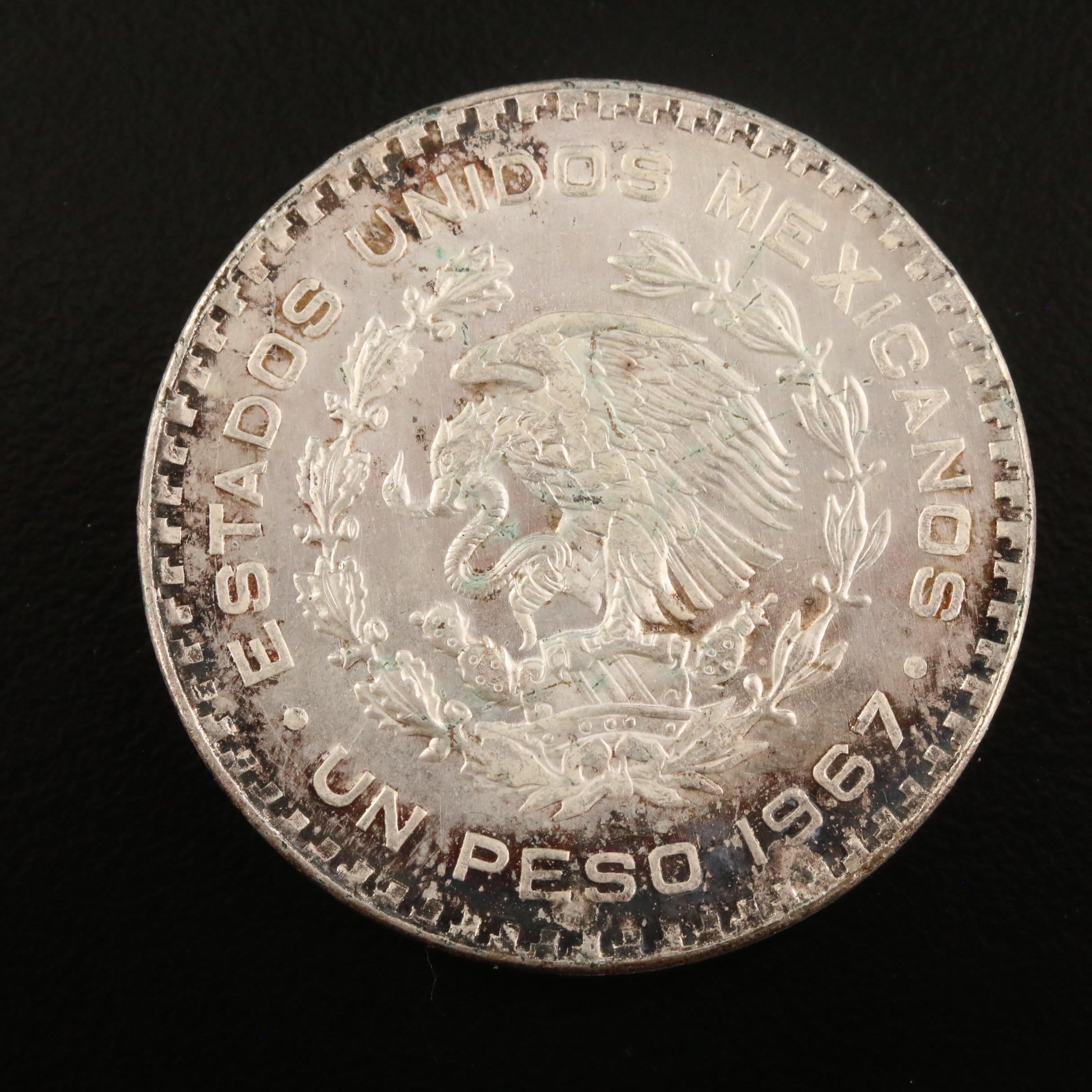 Mexico 1 Peso Silver Coins, 1957-1967
