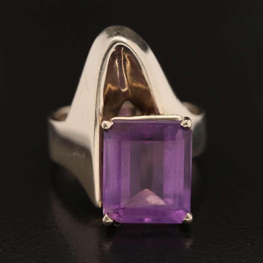 14K Amethyst Asymmetrical Ring