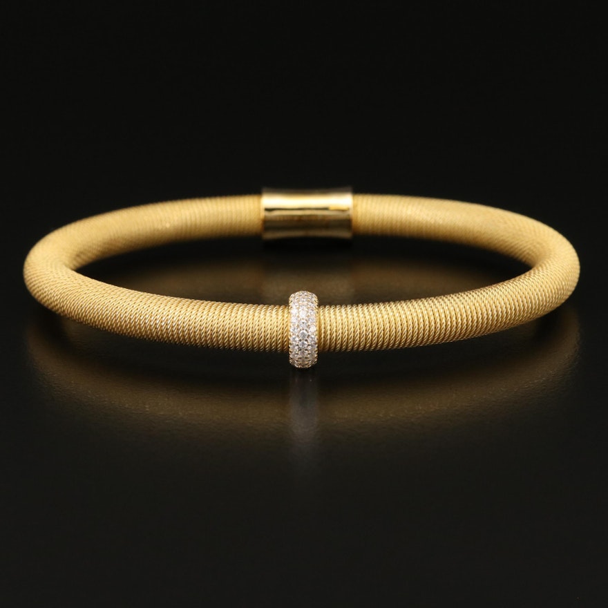 Cable Wrap Bracelet with Sterling Pavé Cubic Zirconia Charm